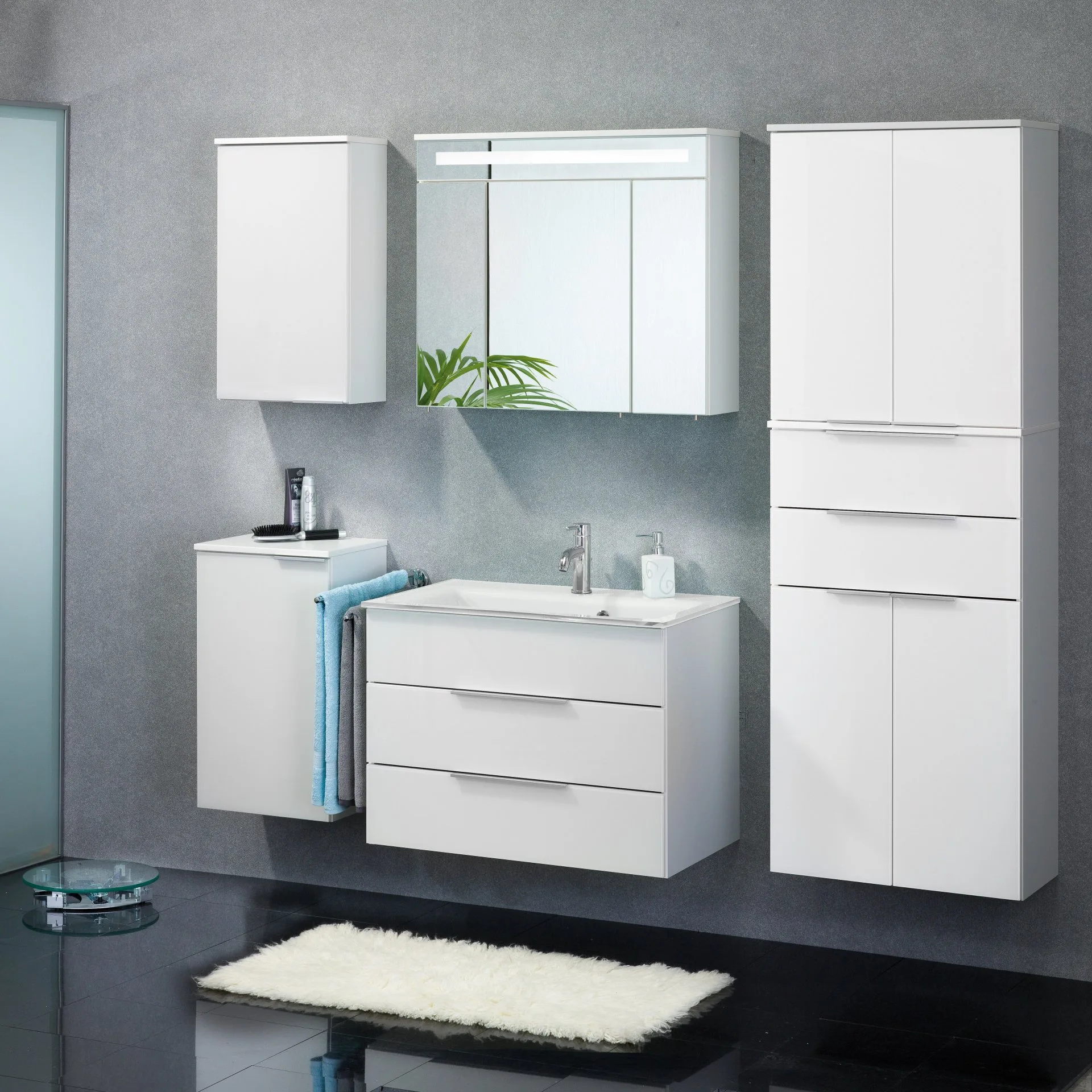 FACKELMANN KARA Doppel Hochschrank 61 cm breit, Weiß, mit 2 Schubladen