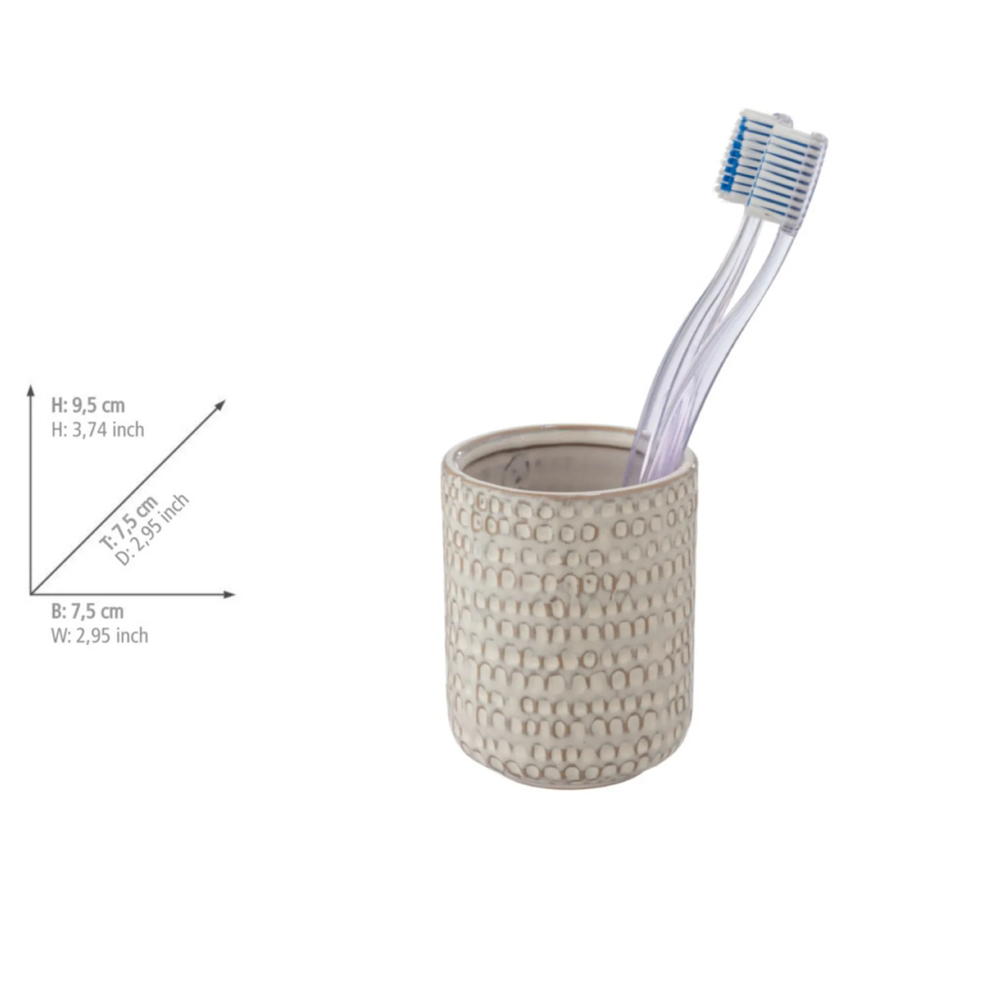 WENKO PERGOLE Accessoire Set, Beige, Zahnputzbecher, Seifenspender, Keramik