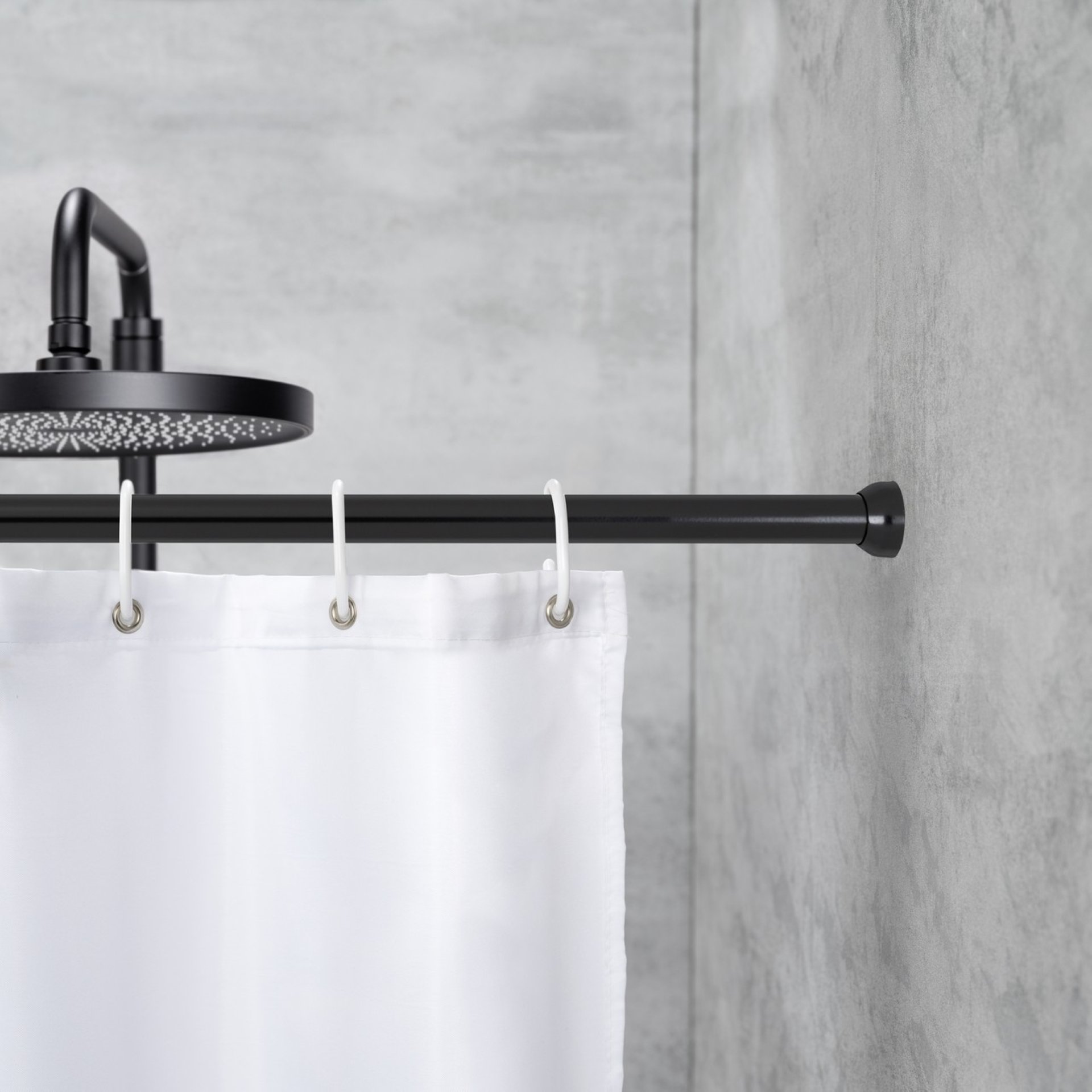 WENKO Teleskop-Duschstange 110-185 cm, Schwarz, Aluminium rostfrei