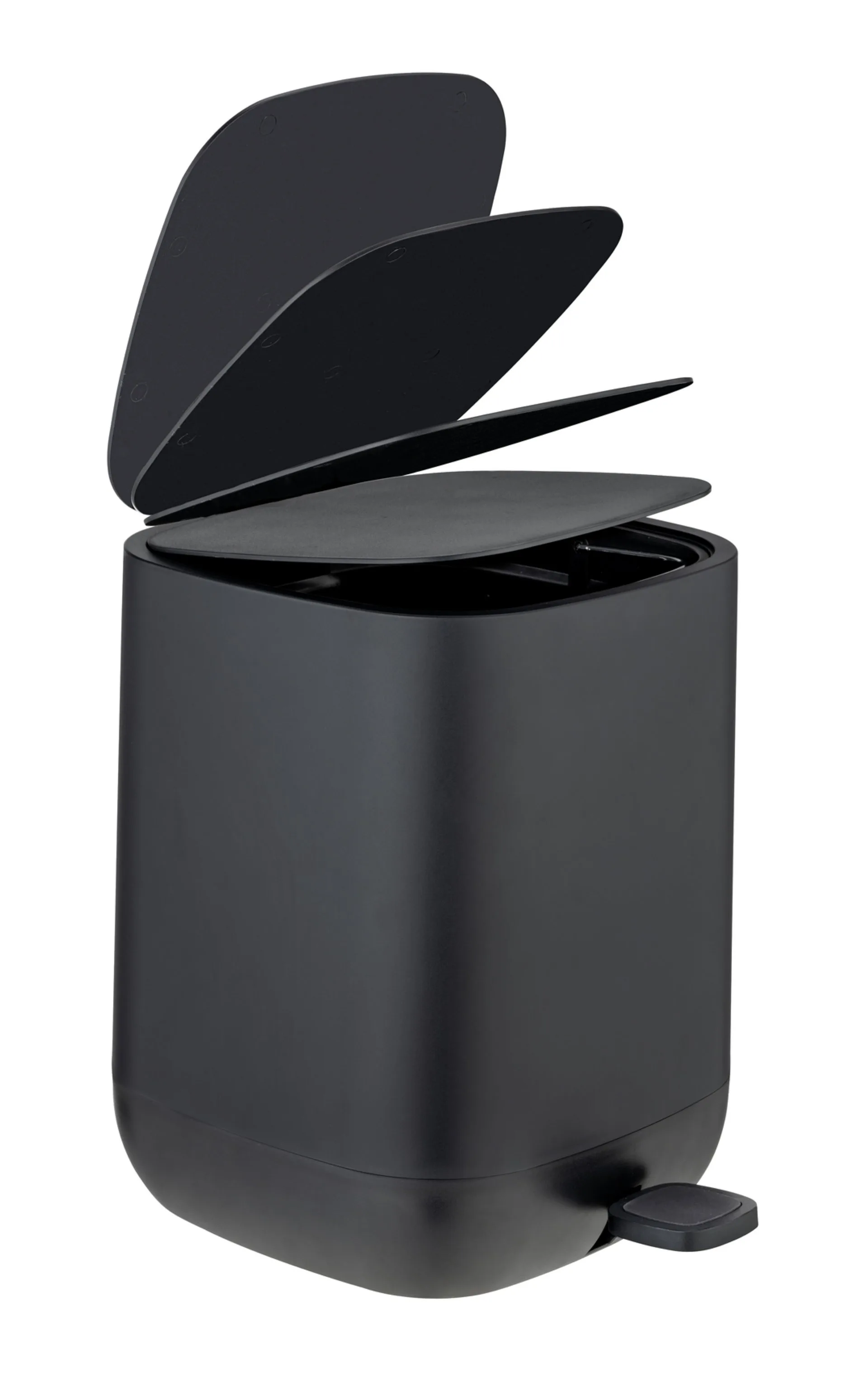 WENKO DAVOS Accessoire Set, Schwarz, Zahnputzbecher, Seifenspender, WC-Garnitur, Kosmetikeimer