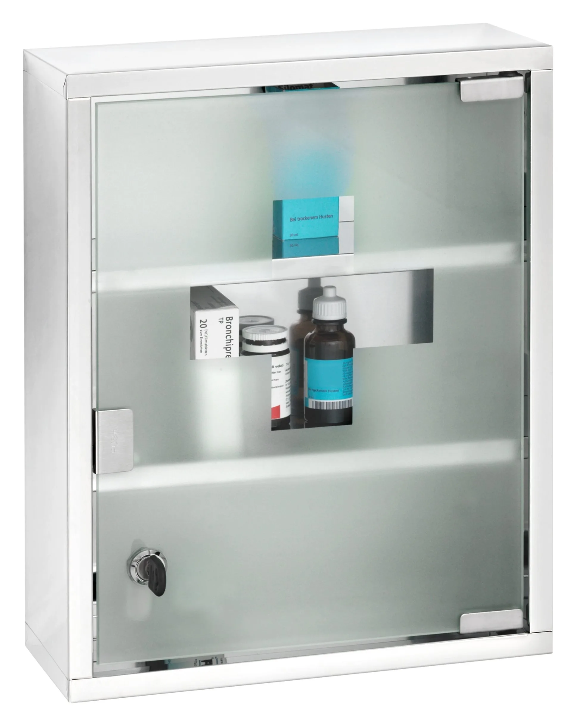 WENKO Medikamentenschrank 30 cm breit, Silber, 3 Fächer