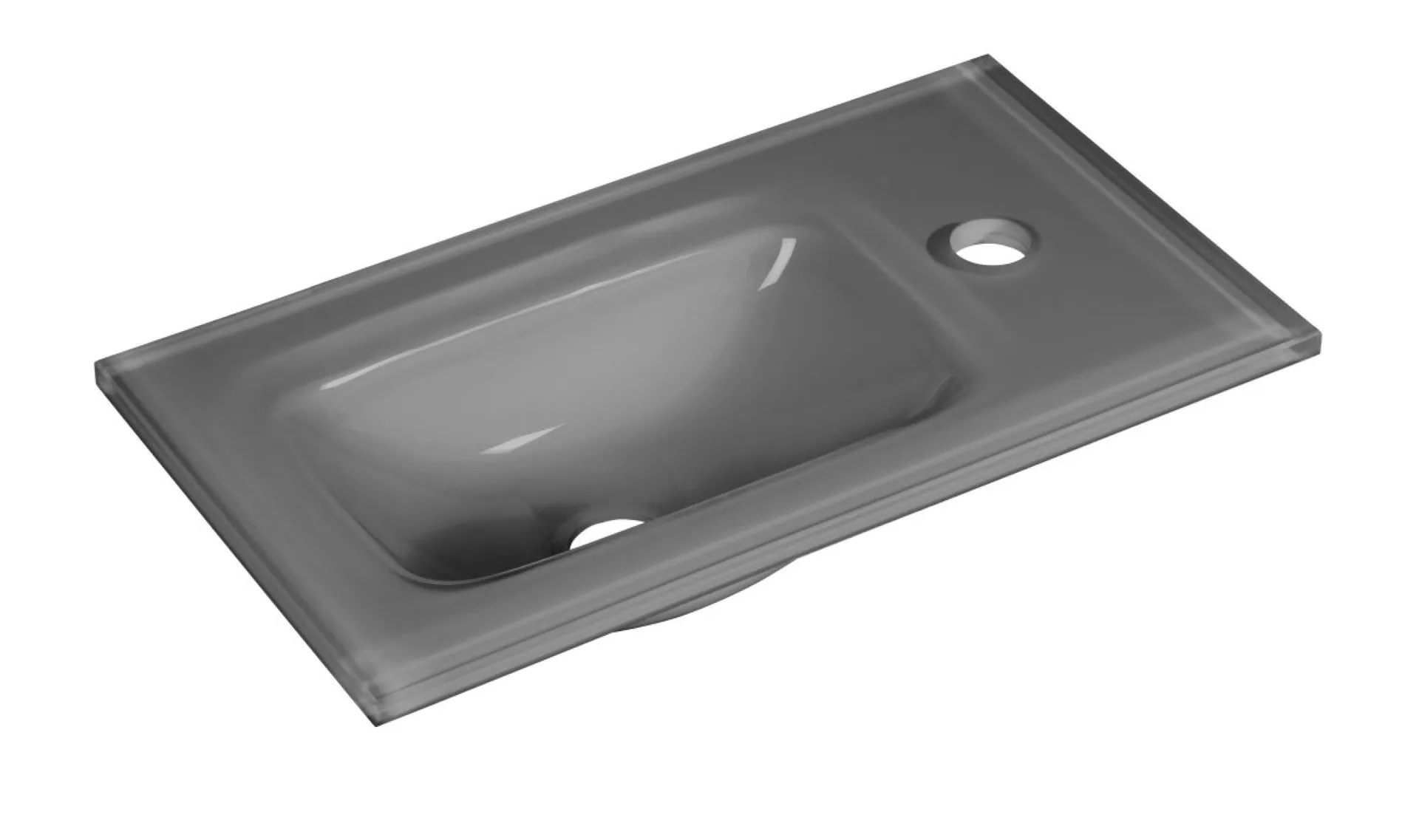 FACKELMANN SBC KARA Gäste WC Waschtisch Set 45 cm breit, Weiß/Anthrazit, Waschbecken Glas Anthrazit, Türaschlag rechts