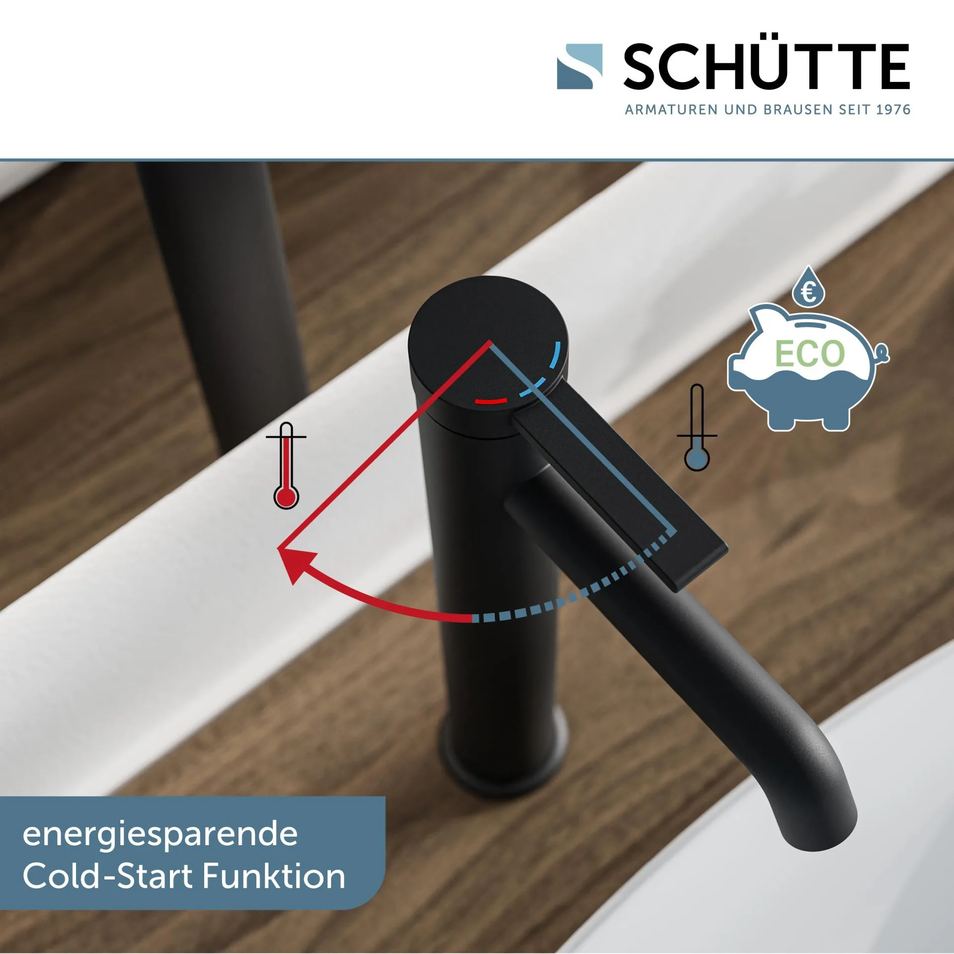 SCHÜTTE LOS ANGELES Waschtischarmatur, Schwarz matt, für Aufsatzwaschbecken