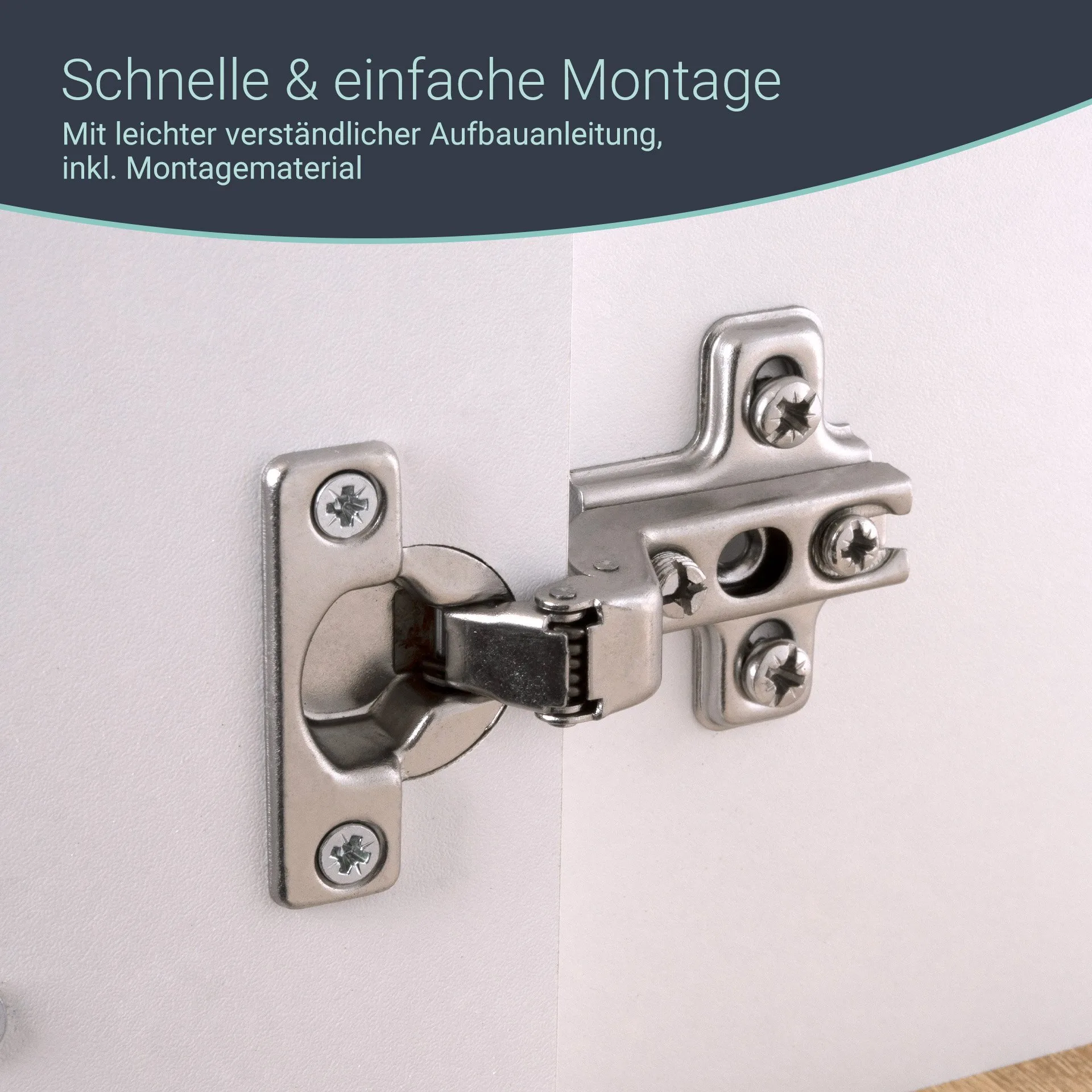 BADEDU ARC Waschbeckenunterschrank 60 cm breit, Weiß/Braun hell