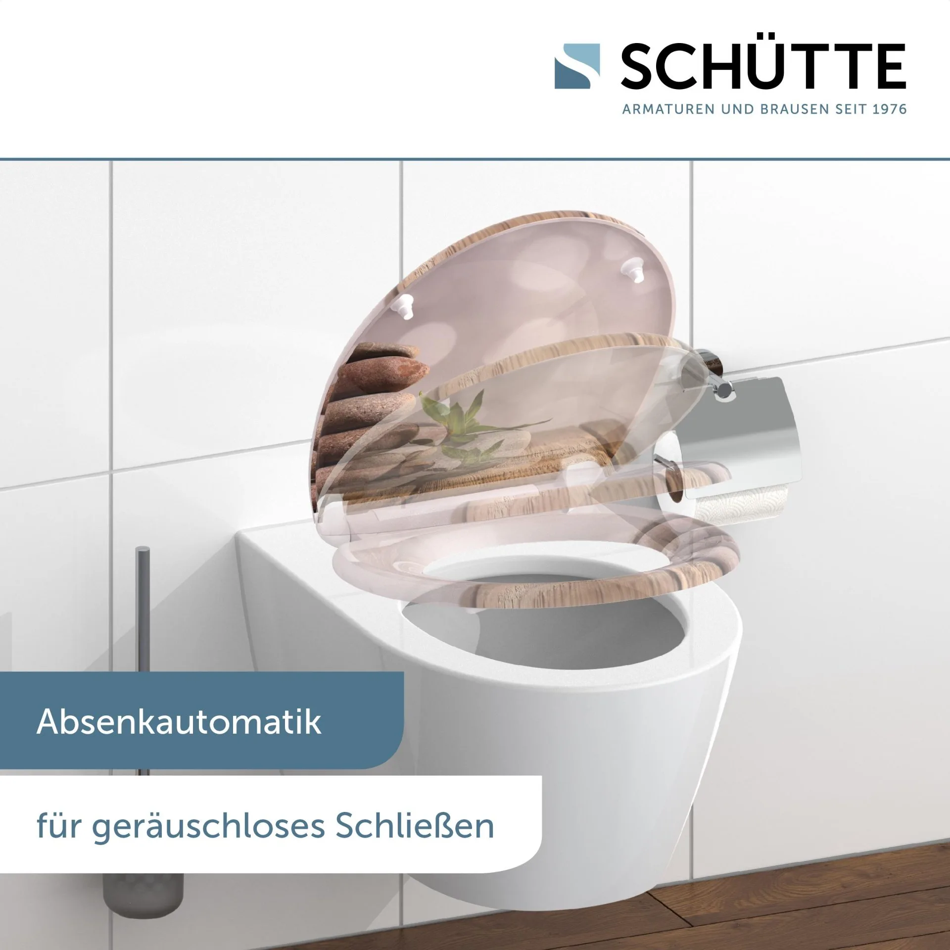 SCHÜTTE STONE PYRAMID WC-Sitz, Kunststoff, mit Absenkautomatik und Schnellverschluss