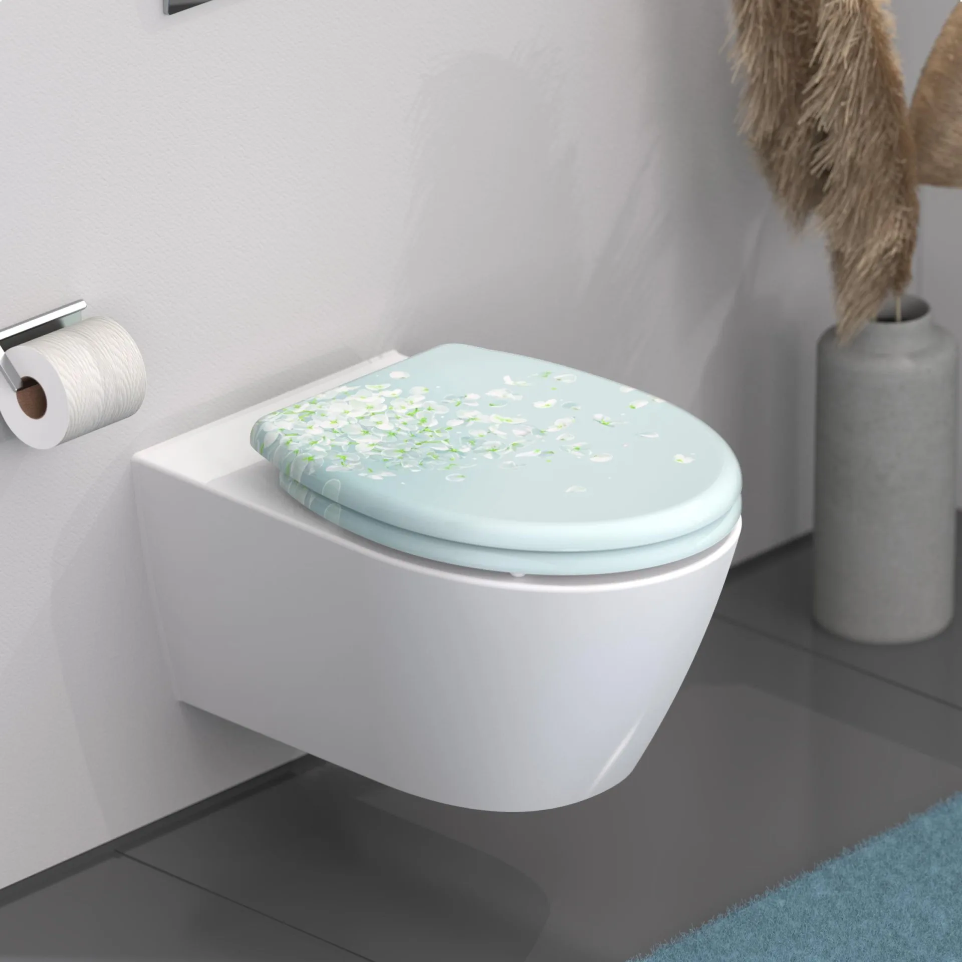 SCHÜTTE FLOWER IN THE WIND WC-Sitz, Kunststoff, mit Absenkautomatik und Schnellverschluss