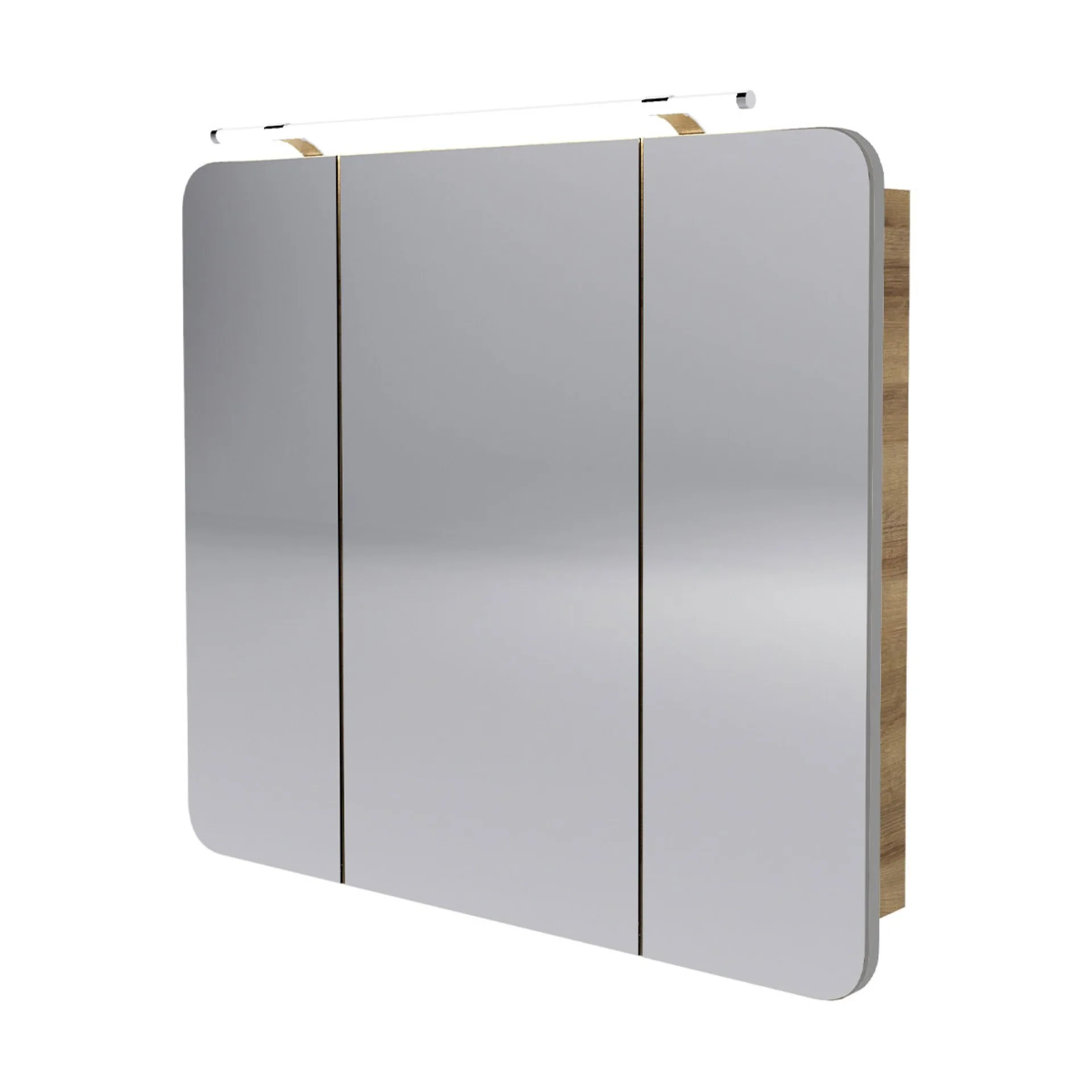 FACKELMANN MILANO LED Spiegelschrank 90 cm breit, Braun hell