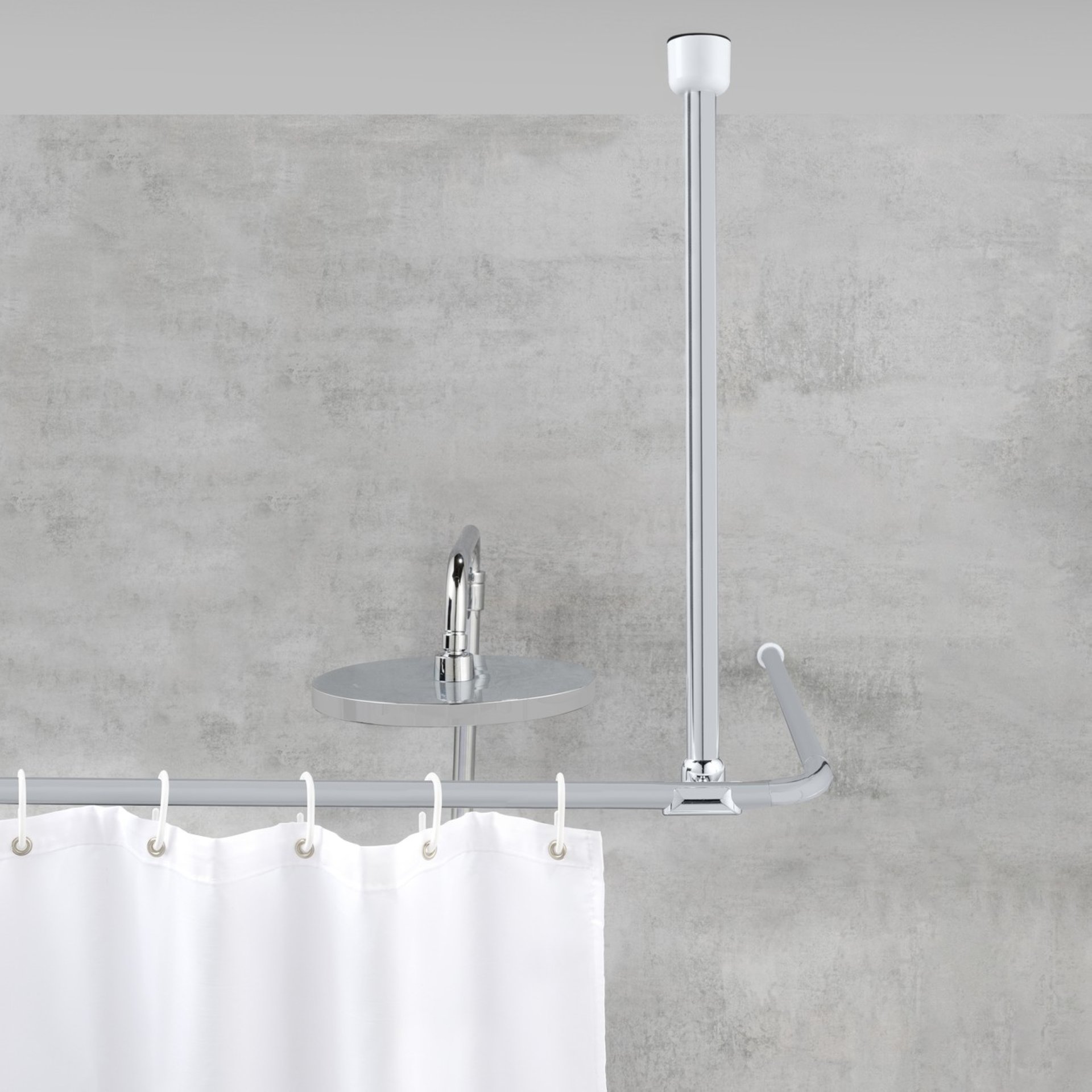 WENKO Deckenstütze für Duschstange 57 cm, Chrom, Aluminium