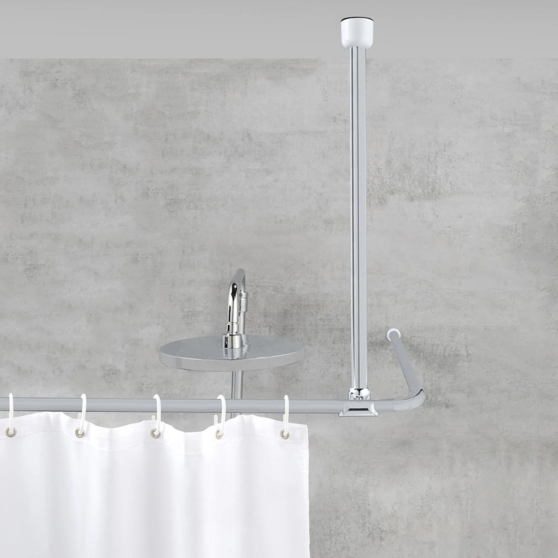 WENKO Deckenstütze für Duschstange 57 cm, Chrom, Aluminium