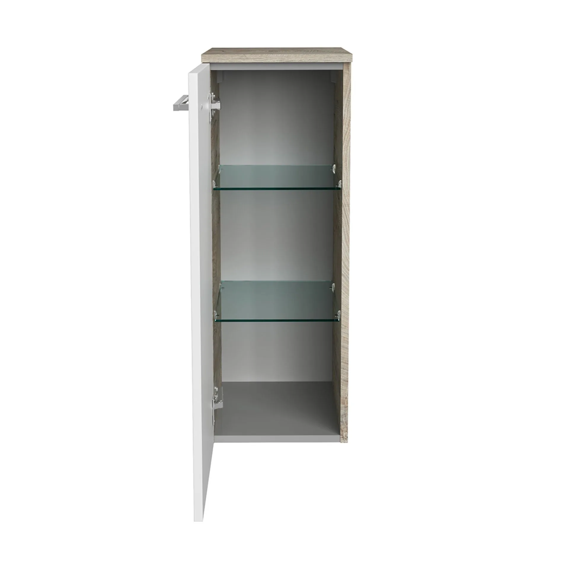 FACKELMANN B.STYLE Midischrank 30 cm breit, Weiß/Braun hell, Türanschlag links