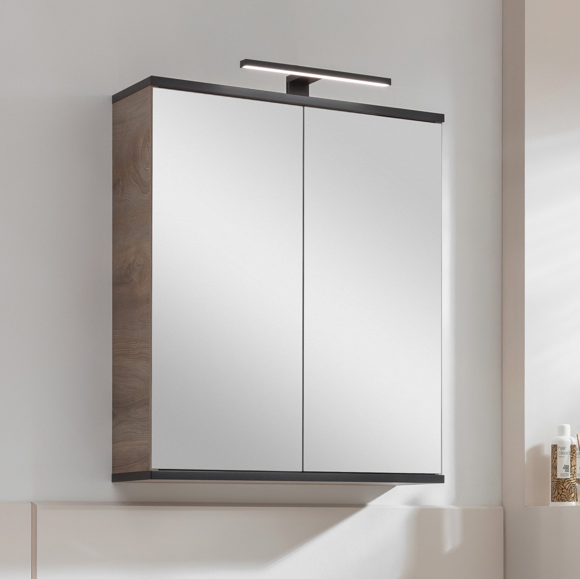 Fackelmann TE-A Spiegelschrank 60 cm, Braun hell