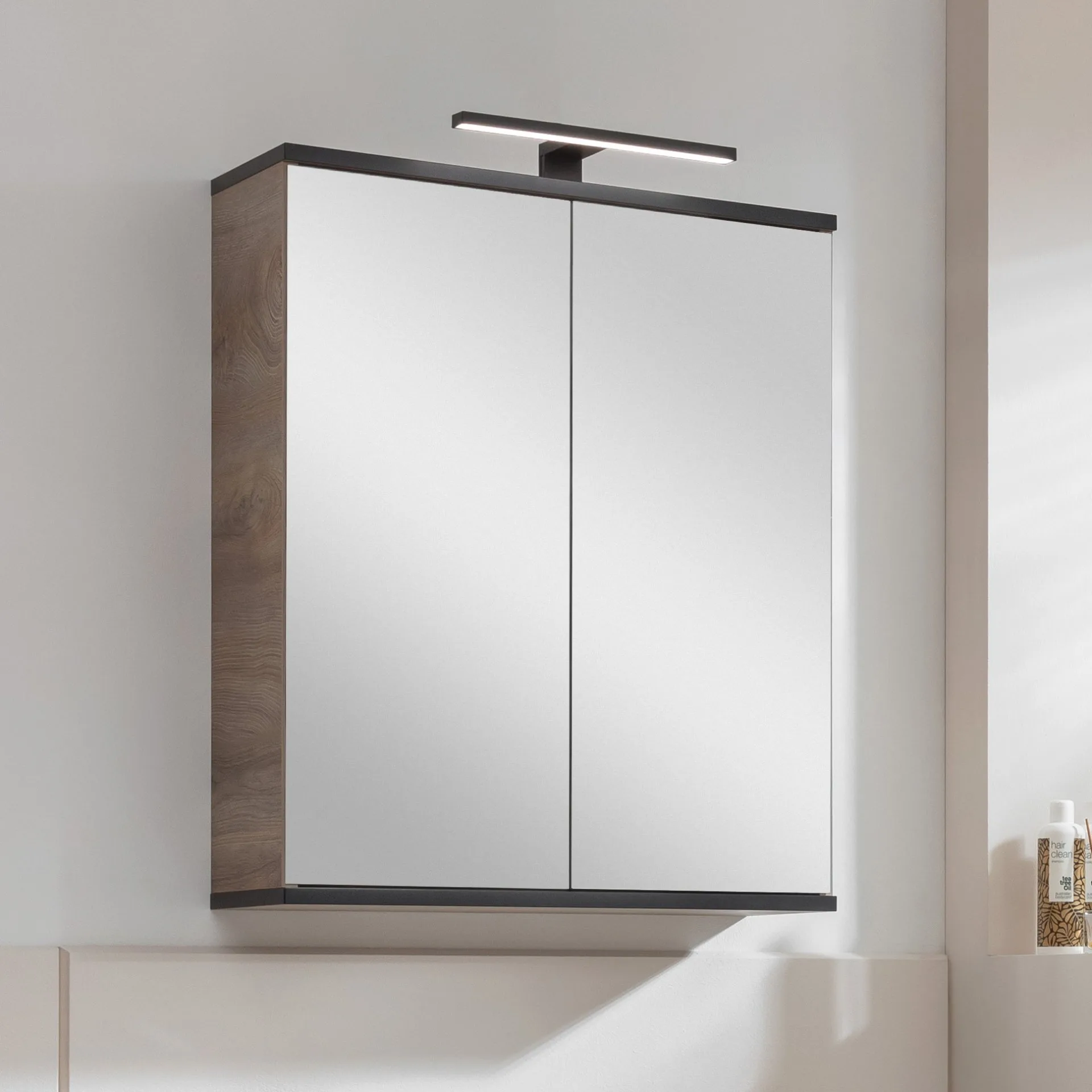 FACKELMANN TE-A Spiegelschrank 60 cm breit, Braun hell