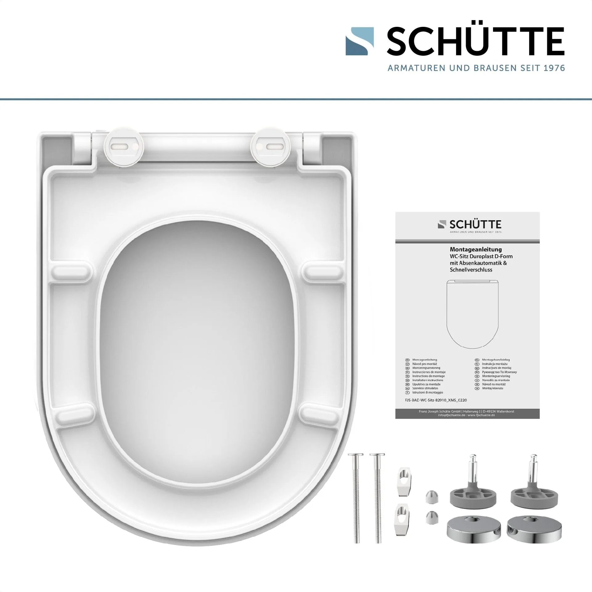 SCHÜTTE D-FORM WHITE WC-Sitz, Kunststoff, mit Absenkautomatik und Schnellverschluss