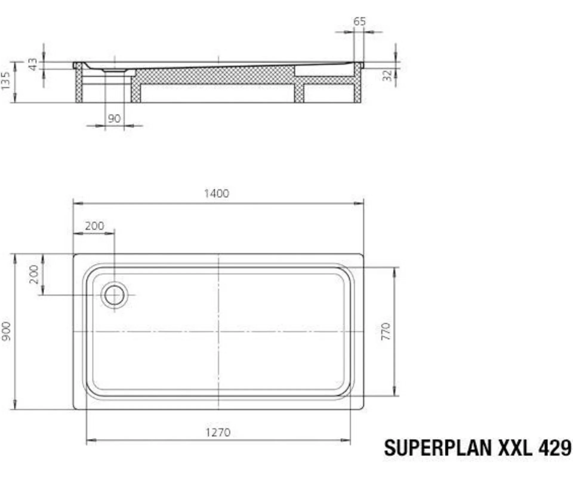 KALDEWEI SUPERPLAN CLASSIC Duschwanne 90 cm breit, Weiß, Mod. 429-1
