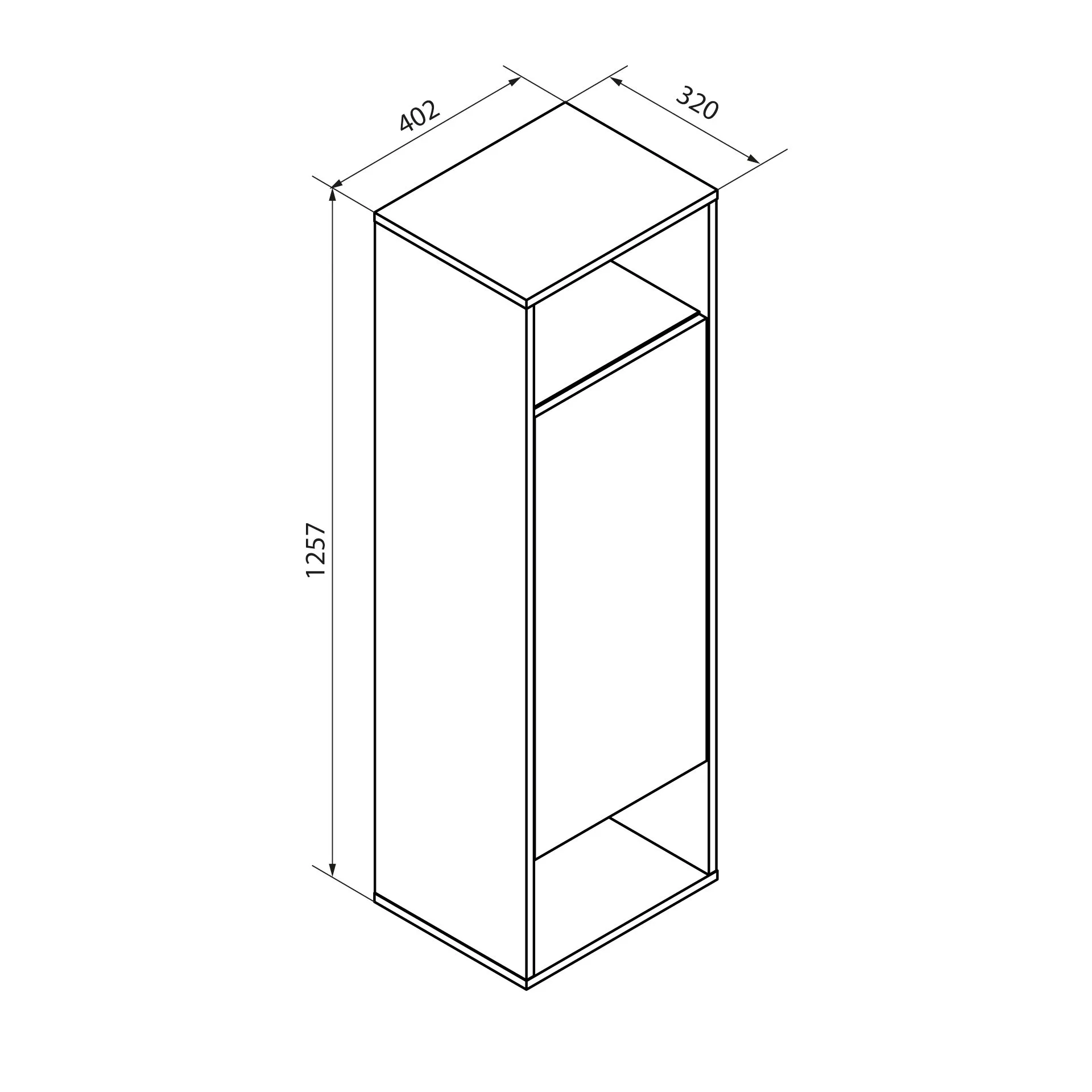 FACKELMANN VITA Midischrank 40 cm breit, Braun hell, Türanschlag rechts, 2 Fächer