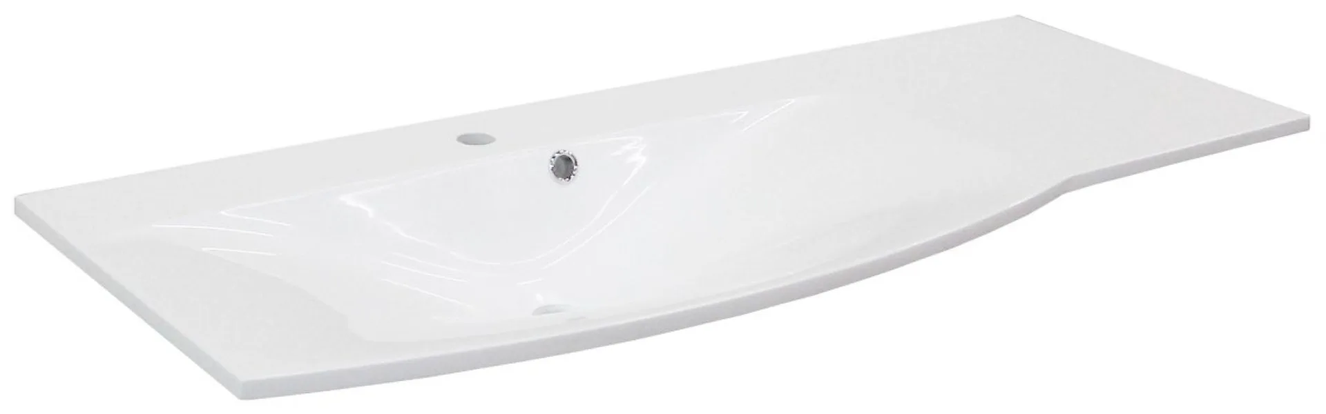 FACKELMANN LUGANO Waschbecken 115 cm breit, Weiß, Gussmarmor, Ablage rechts