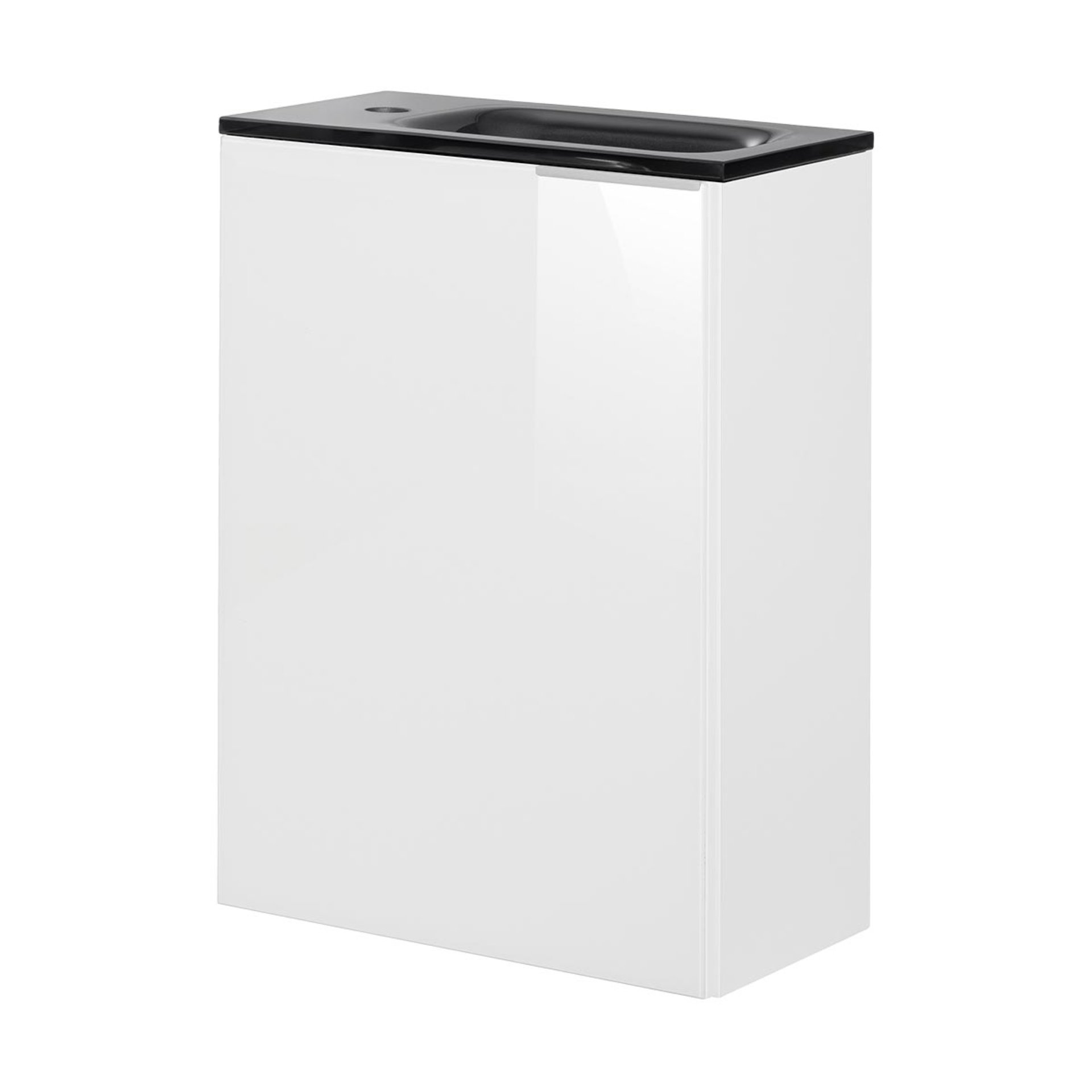 Fackelmann SBC KARA Gäste WC Set 2-teilig 45 cm, Weiß, links, Glas Anthrazit