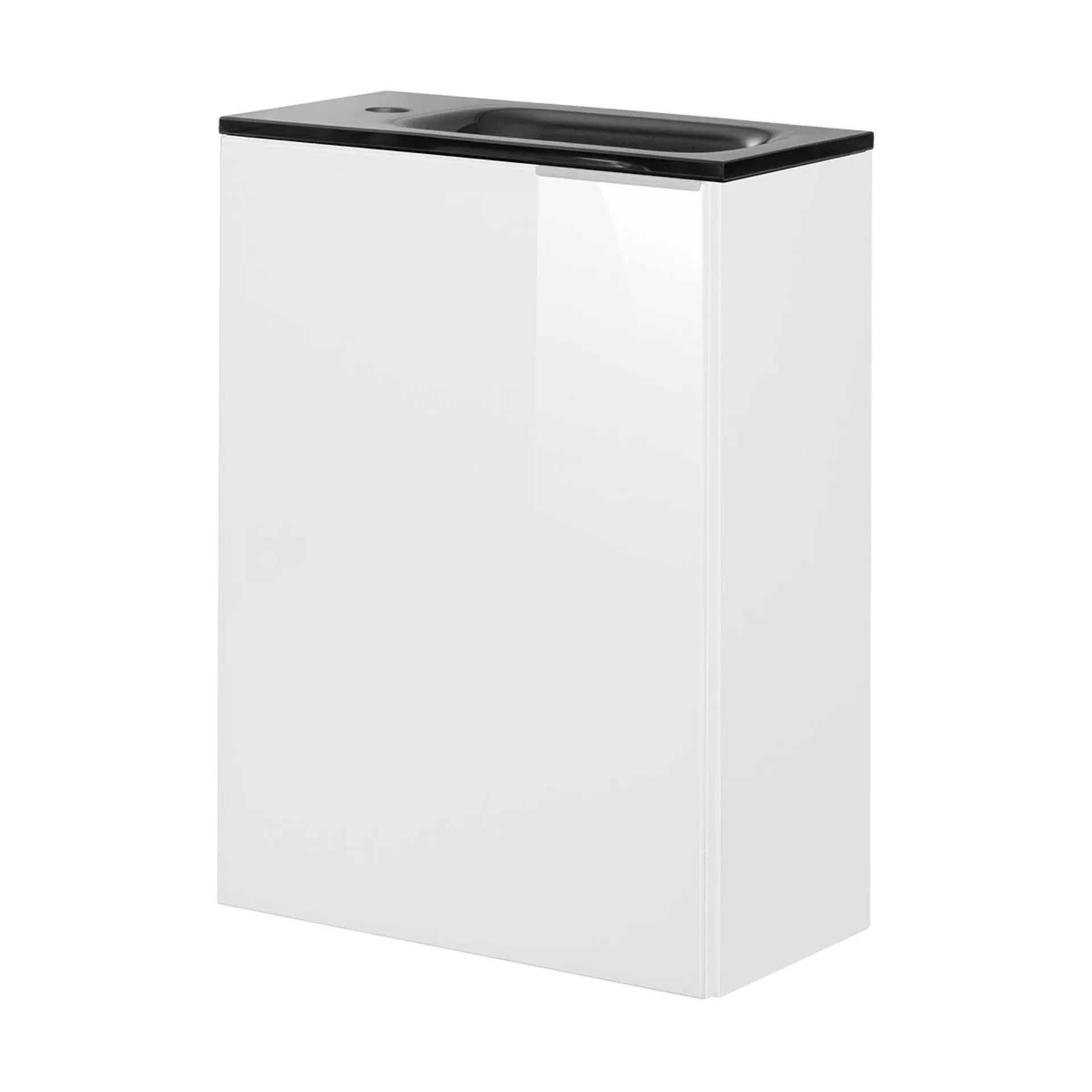 Fackelmann SBC KARA Gäste WC Set 2-teilig 45 cm, Weiß, links, Glas Anthrazit