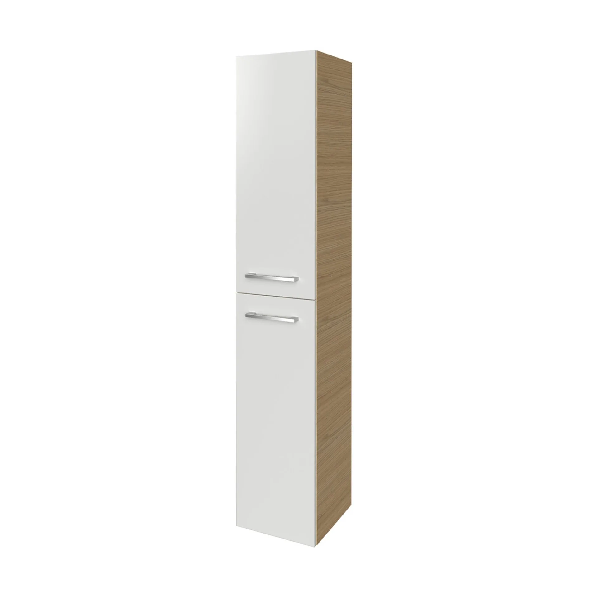 FACKELMANN B.STYLE Hochschrank 30 cm breit, Weiß/Braun, Türanschlag links