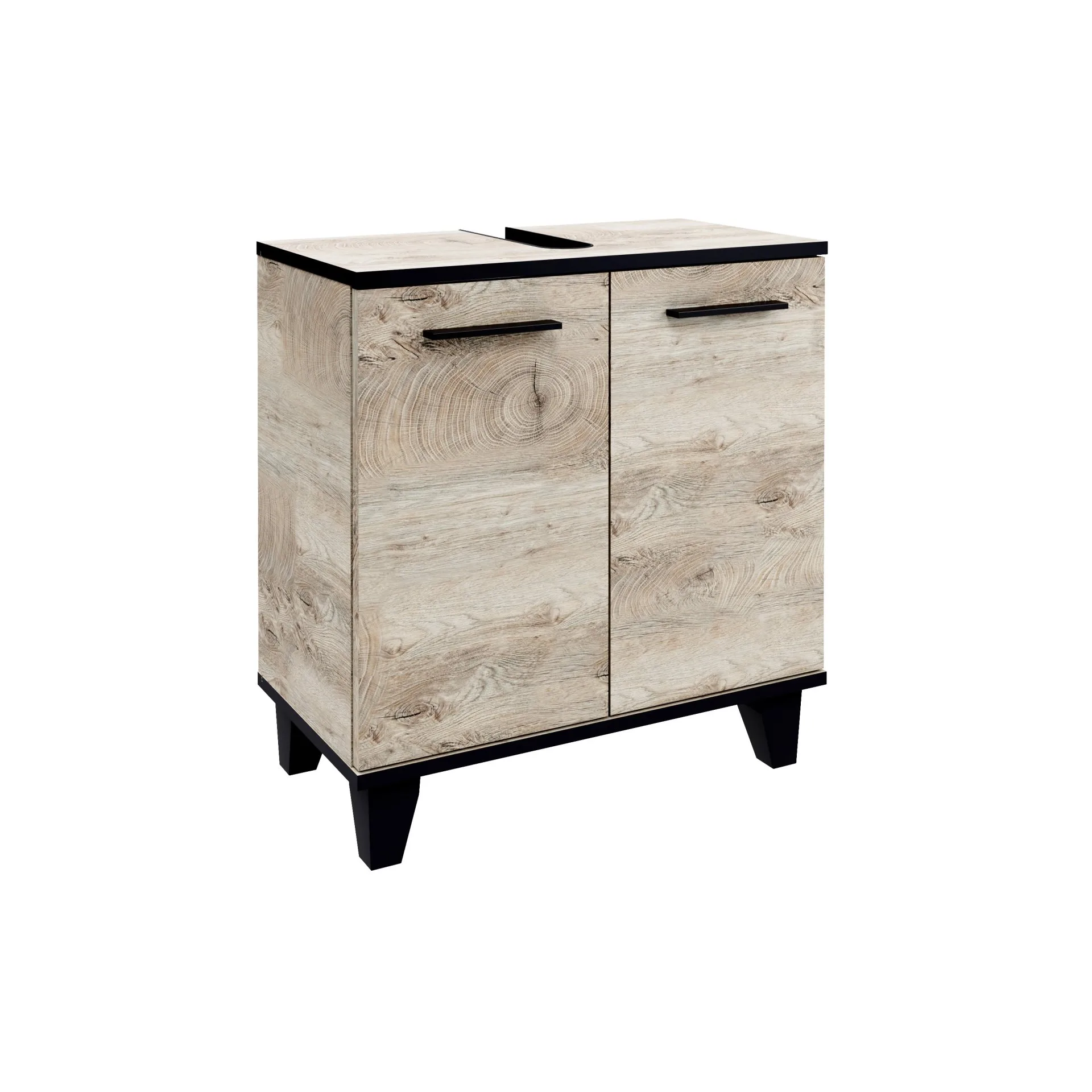 FACKELMANN TE-A Waschbeckenunterschrank 60 cm breit, Braun hell, mit Füßen