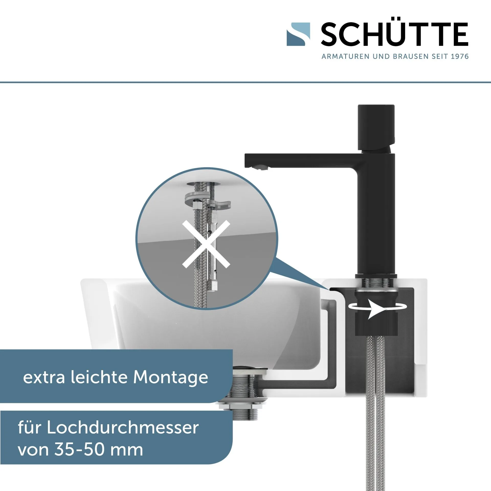 Schütte NEW YORK Waschtischarmatur, Schwarz matt