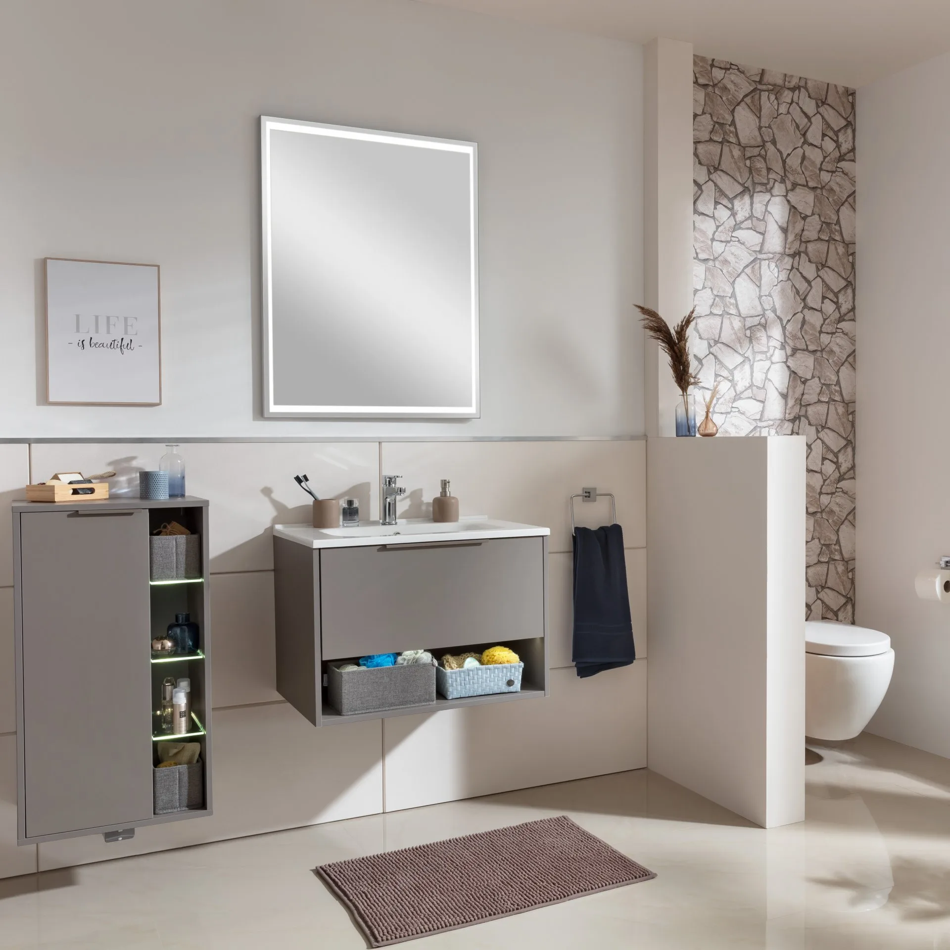 Fackelmann B.PARIS LED Spiegel 70 cm, Silber