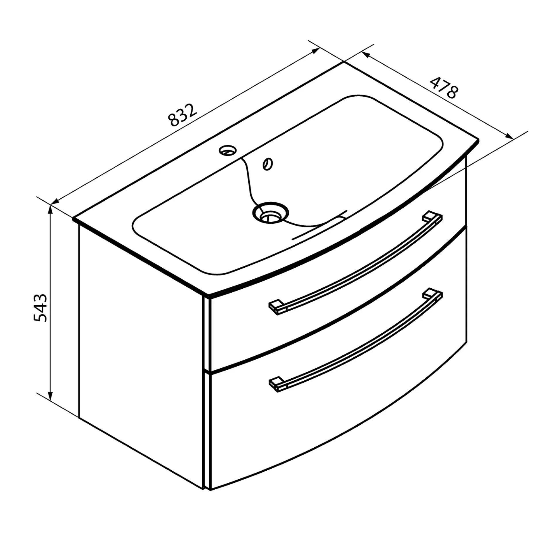 FACKELMANN B.STYLE Waschbecken mit Unterschrank 83 cm breit, Weiß, Waschbecken Gussmarmor Weiß