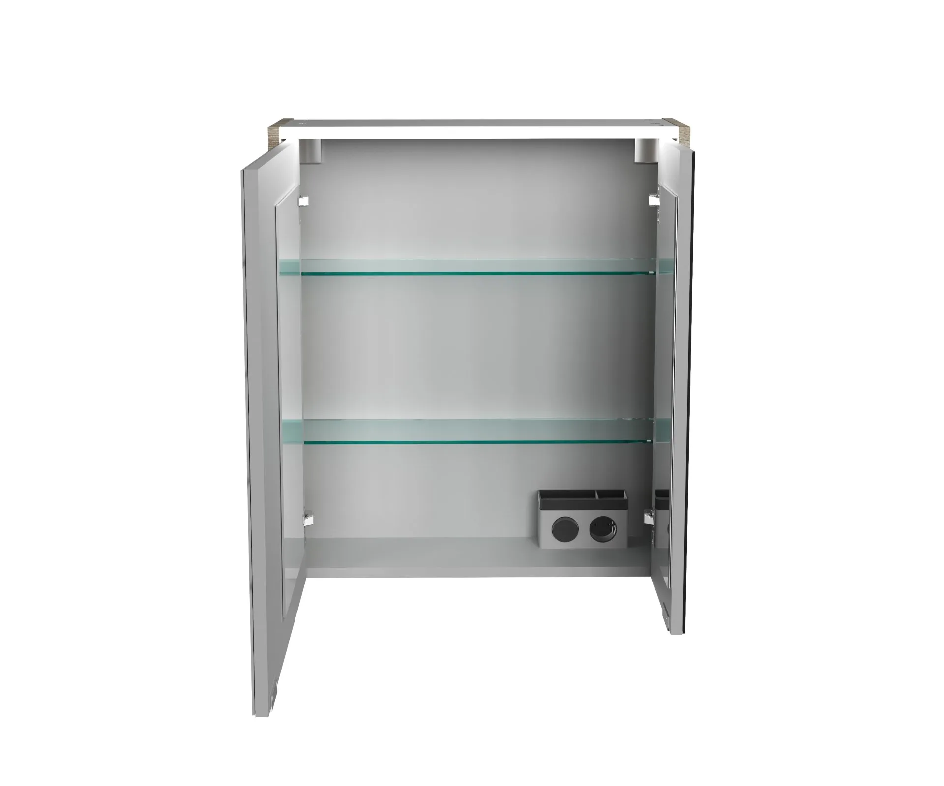 FACKELMANN DV LED Spiegelschrank 60 cm breit, Braun hell