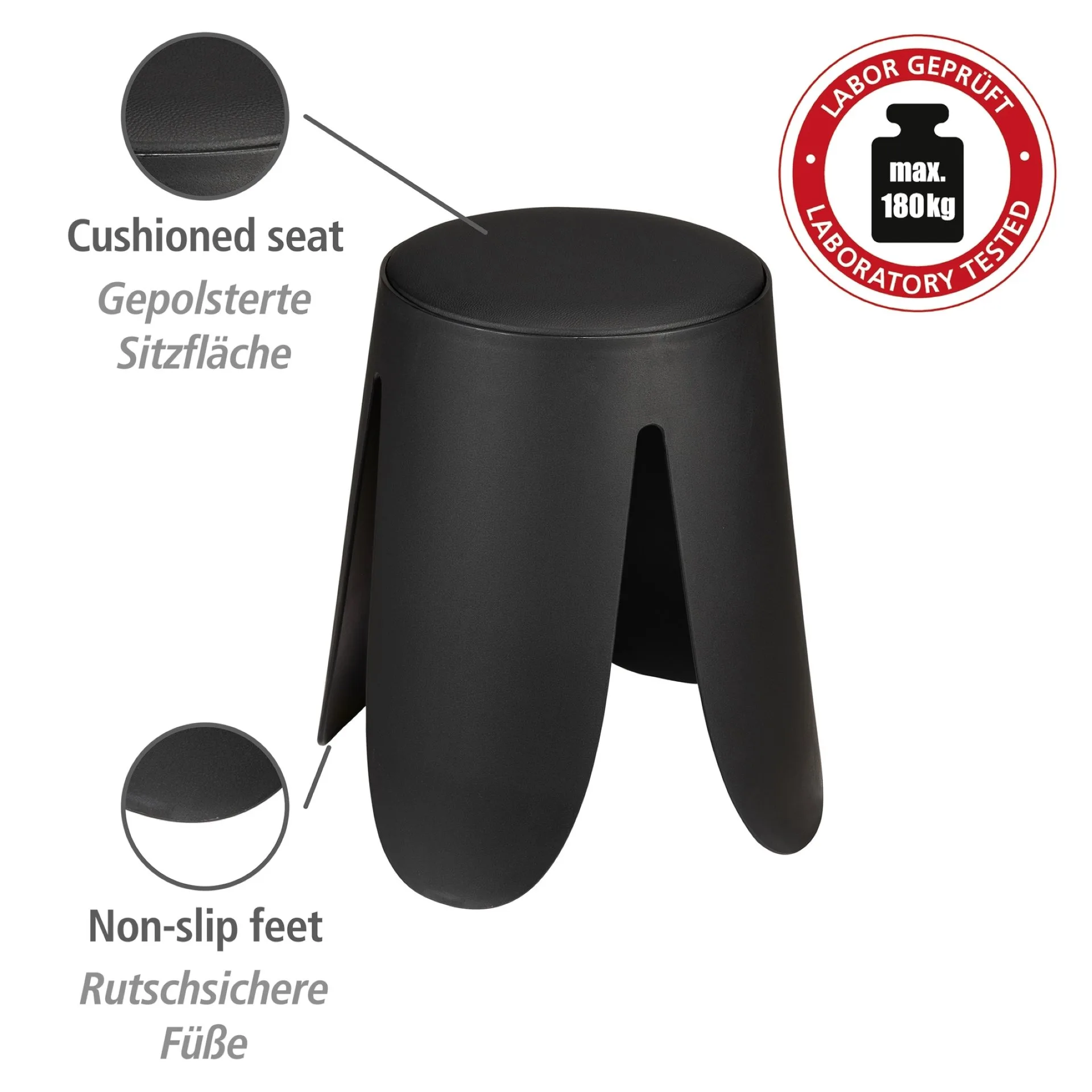 WENKO COMISO Badhocker, Schwarz matt