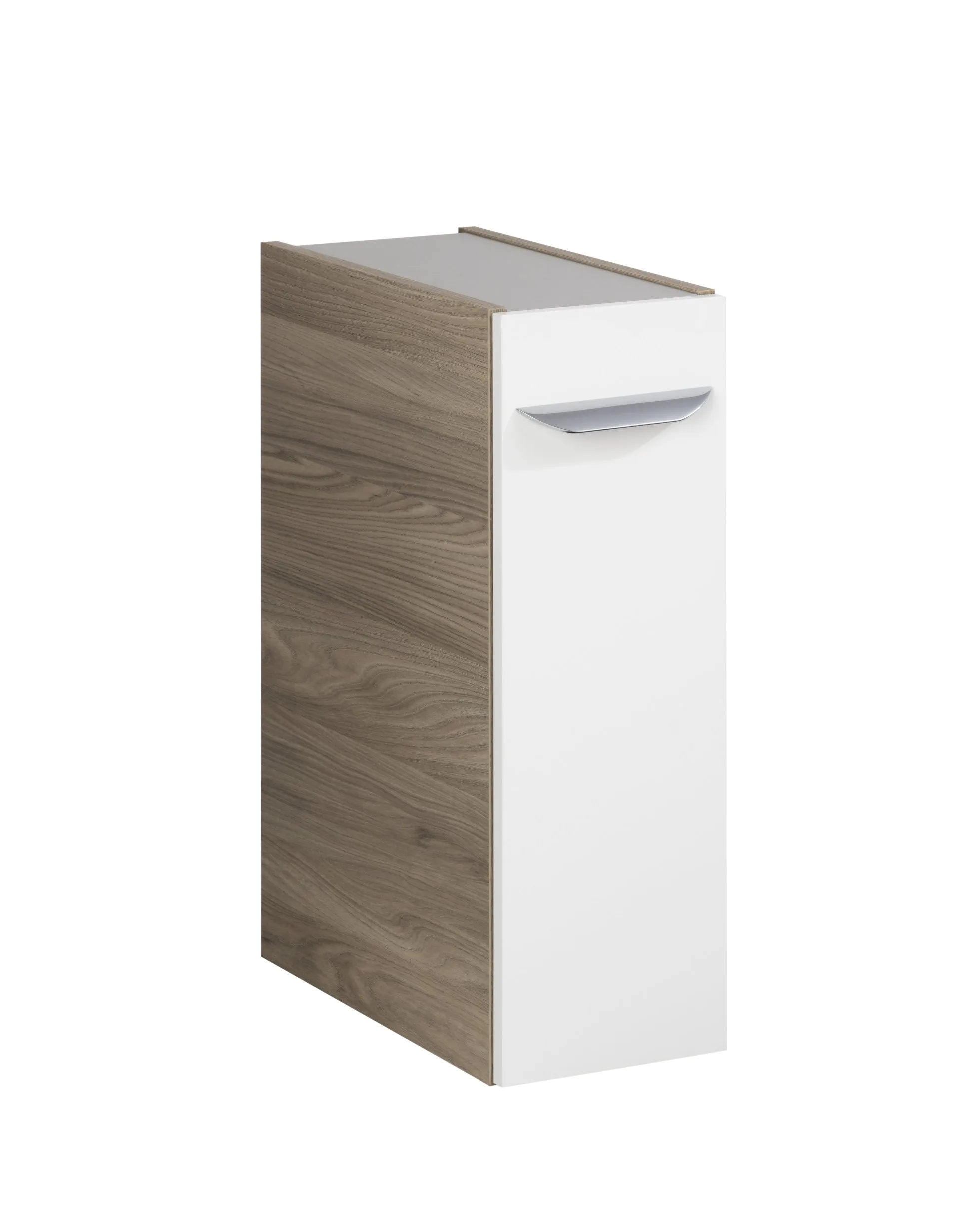 FACKELMANN LUXOR Unterschrank mit Apothekerauszug 20 cm breit, Weiß/Braun hell