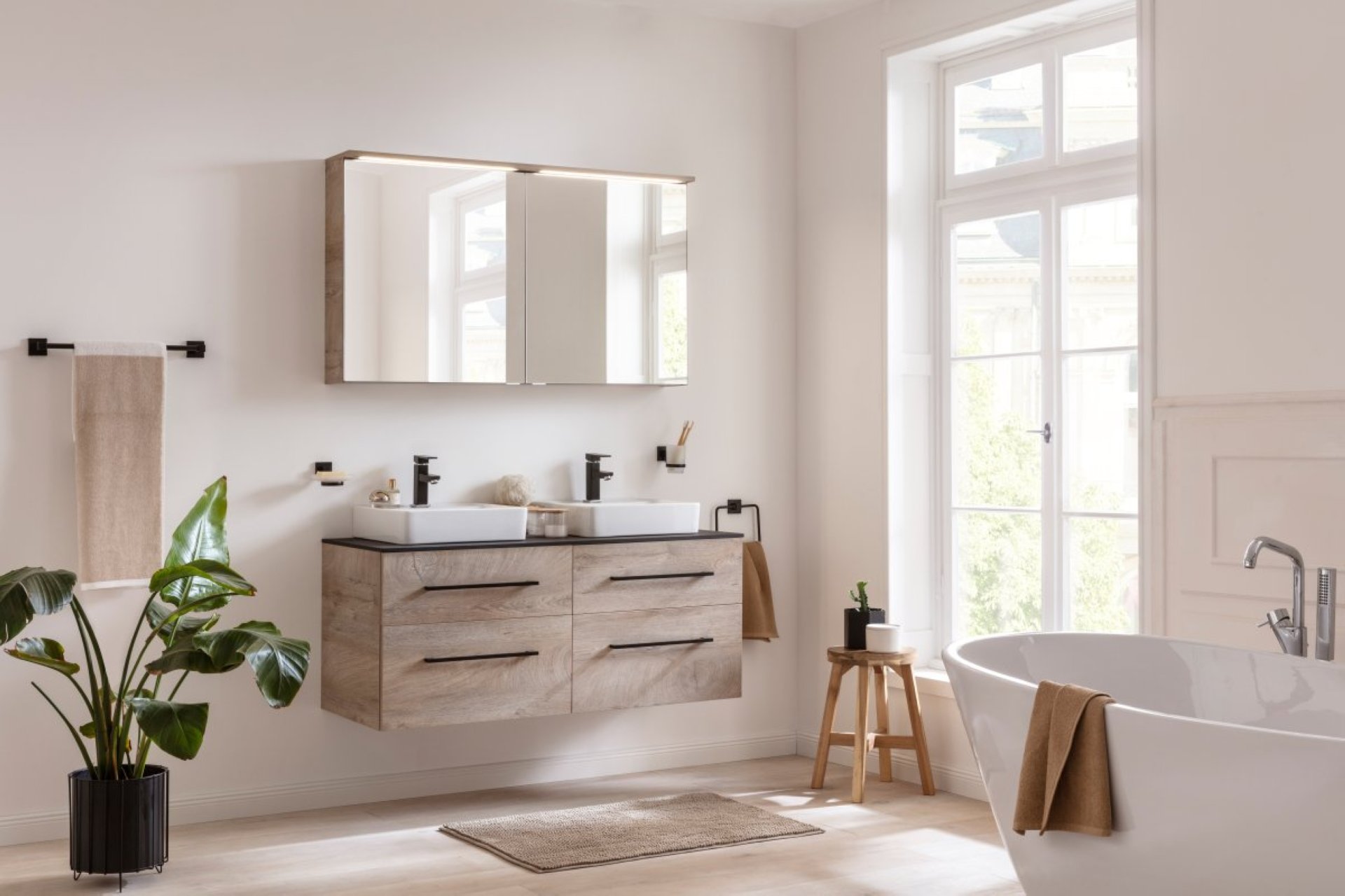 Fackelmann OXFORD Waschtischplatte 120,6 cm, Schwarz Schieferstruktur