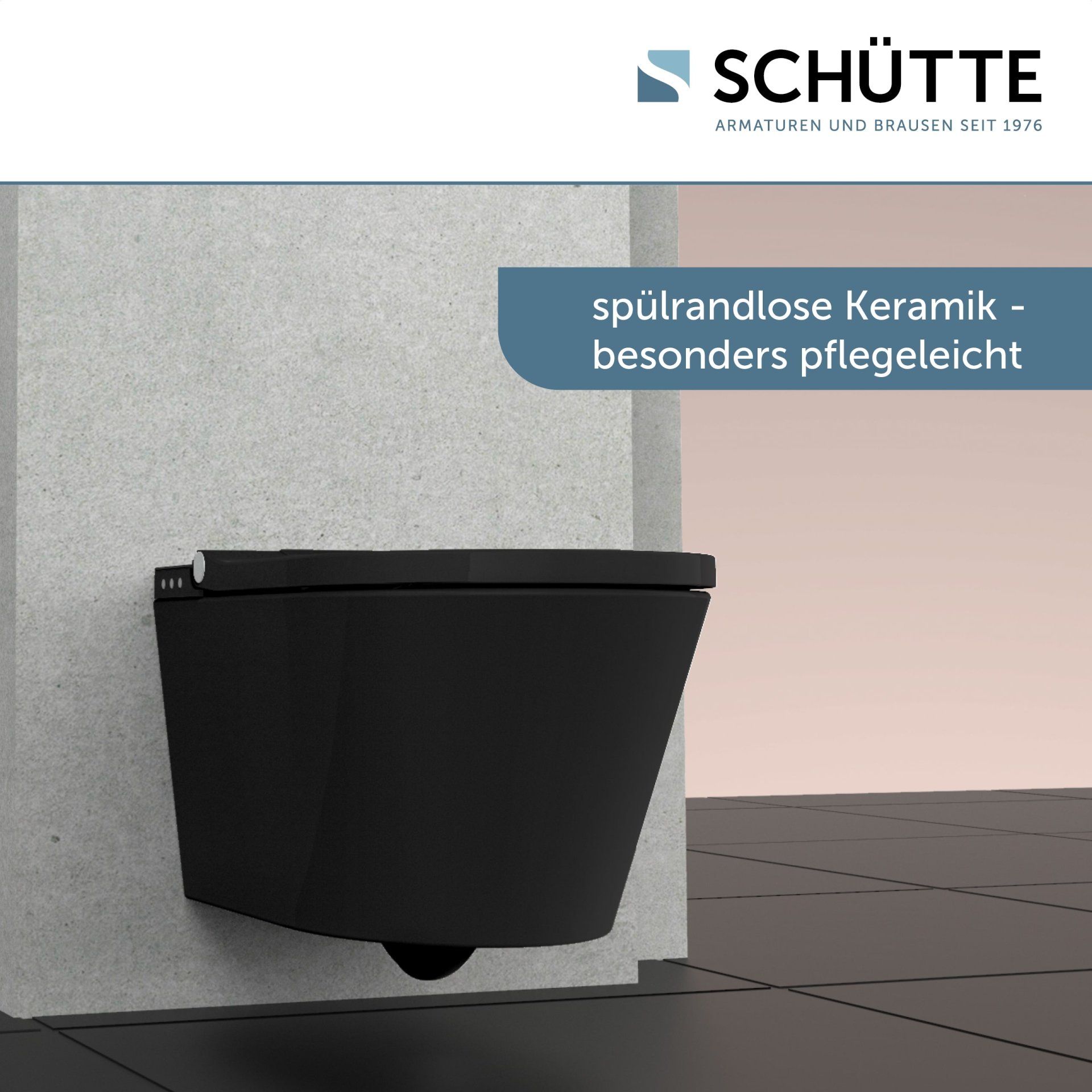 SCHÜTTE CESARI PREMIUM Dusch WC, Schwarz, spülrandlos, Slim WC Sitz