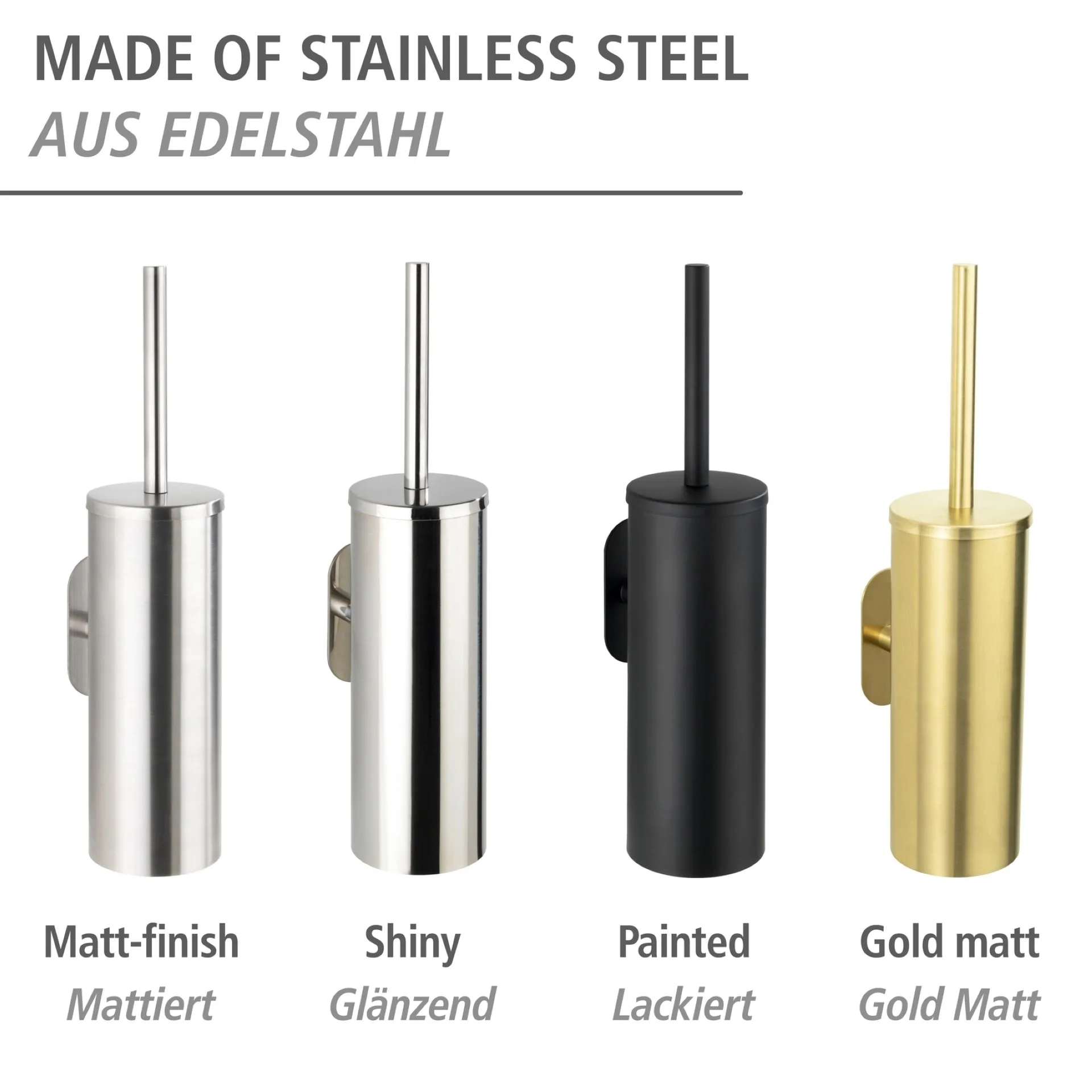 WENKO OREA WC-Garnitur, Gold matt, Edelstahl rostfrei, Befestigen ohne Bohren