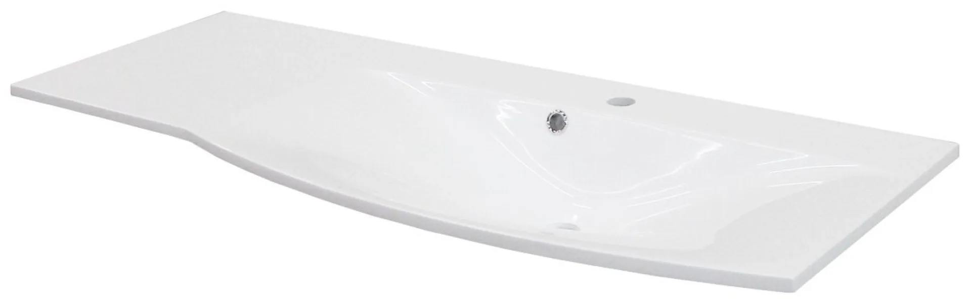 FACKELMANN LUGANO Waschbecken 115 cm breit, Weiß, Gussmarmor, Ablage links