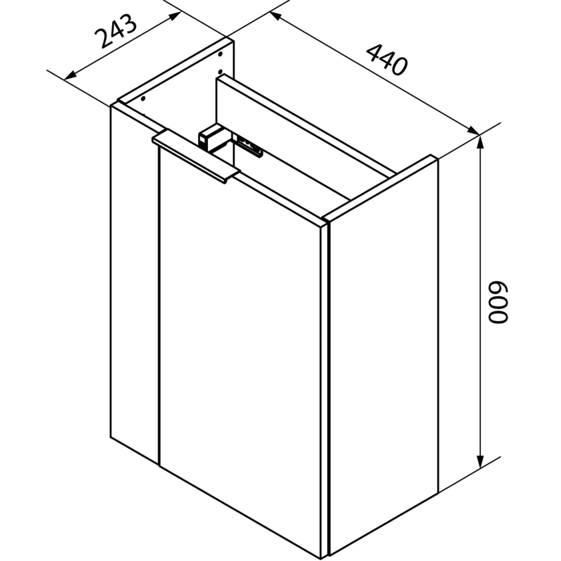 FACKELMANN SBC B.PARIS Gäste WC Waschtisch Set 45 cm breit, Grau, Waschbecken Keramik Weiß, Hahnloch links, Türanschlag rechts