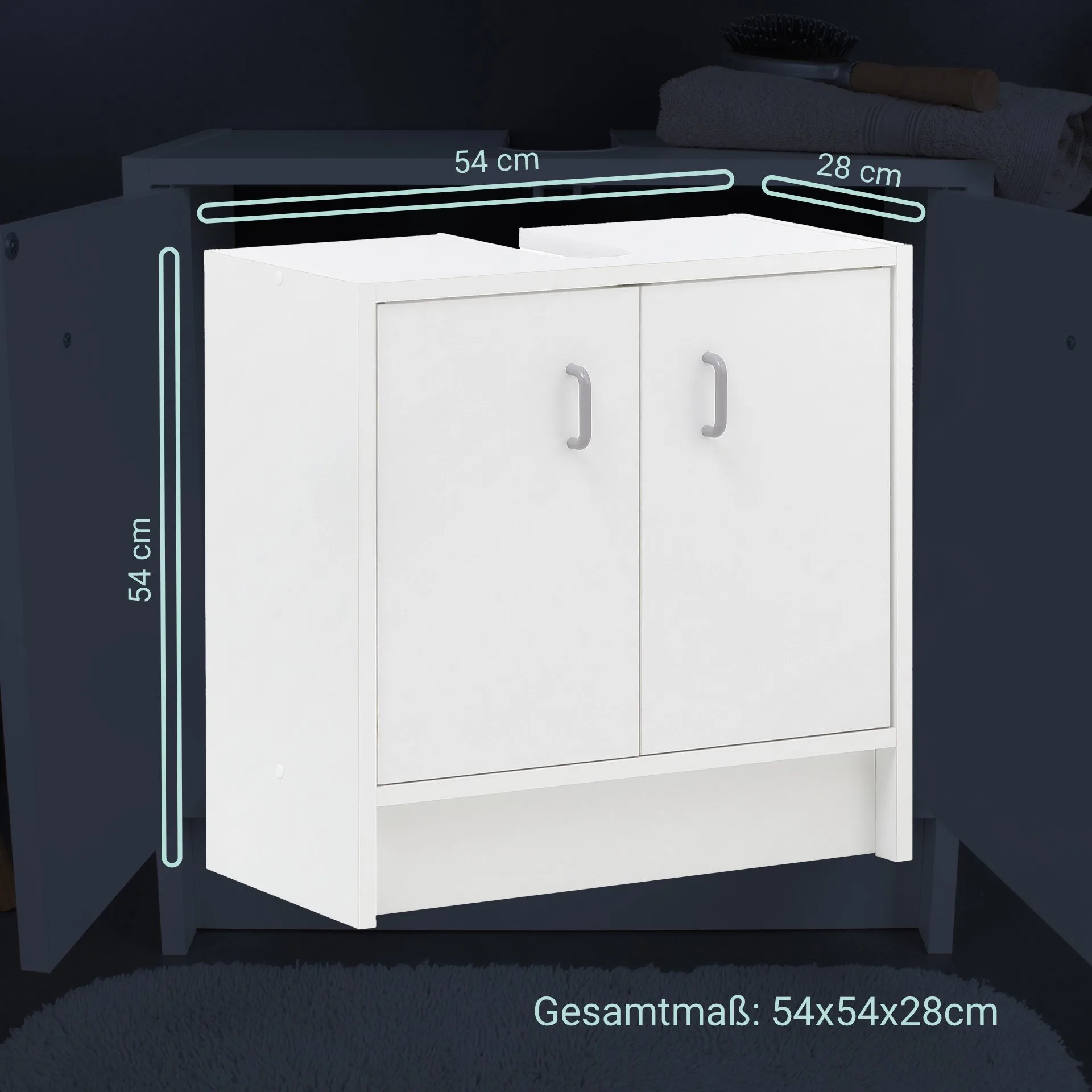 BadeDu DORE Waschbeckenunterschrank 54 cm breit, Weiß