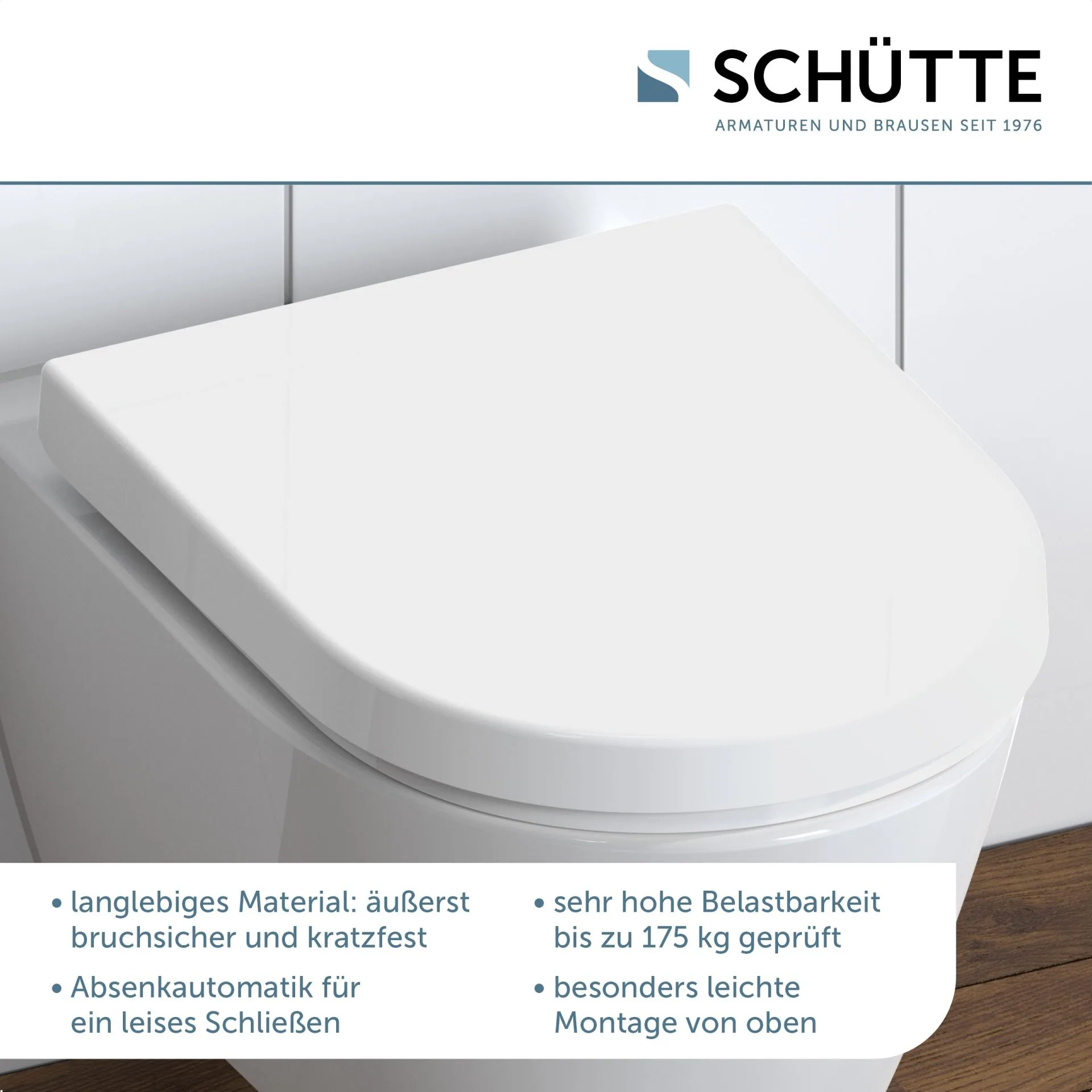 SCHÜTTE D-FORM WHITE WC-Sitz, Kunststoff, mit Absenkautomatik und Schnellverschluss