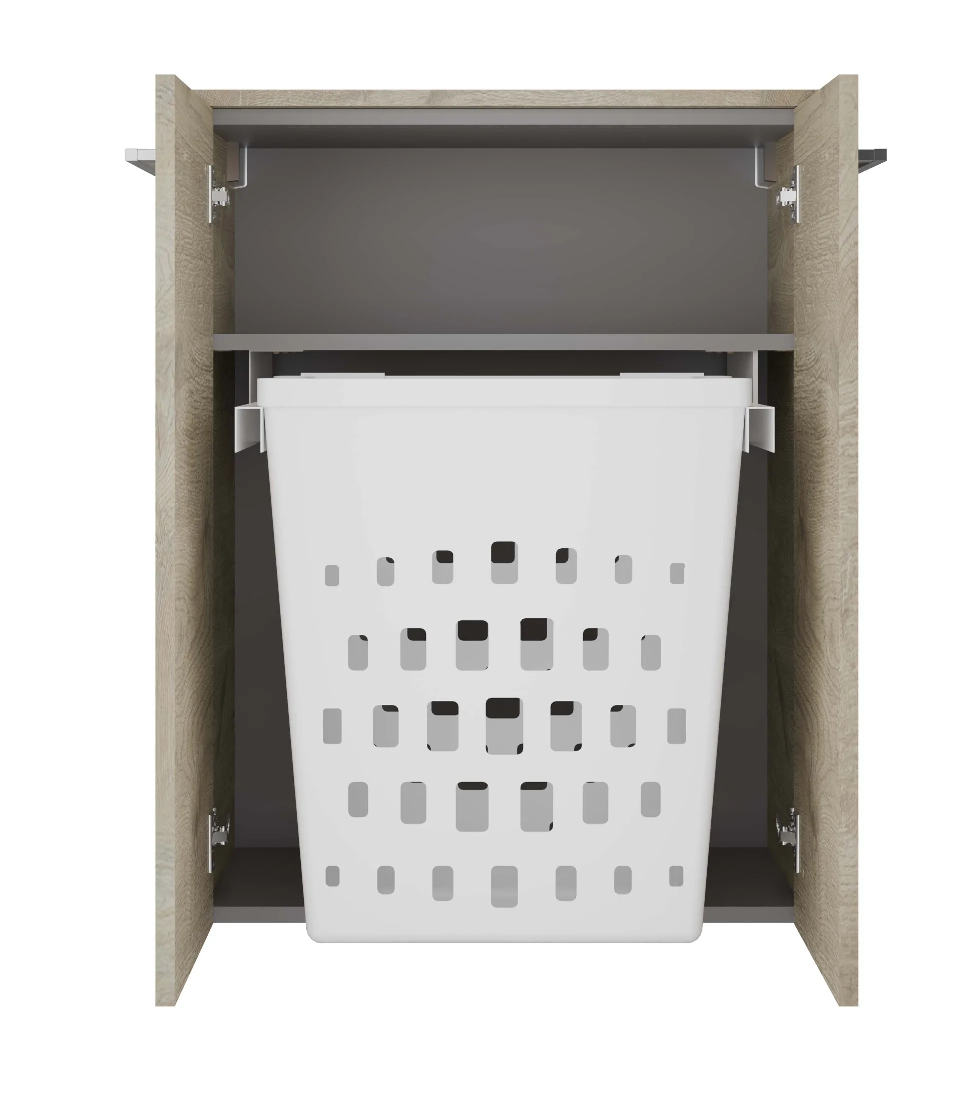 FACKELMANN B.STYLE Doppel Midischrank 60 cm, Braun hell, mit Wäschekorb