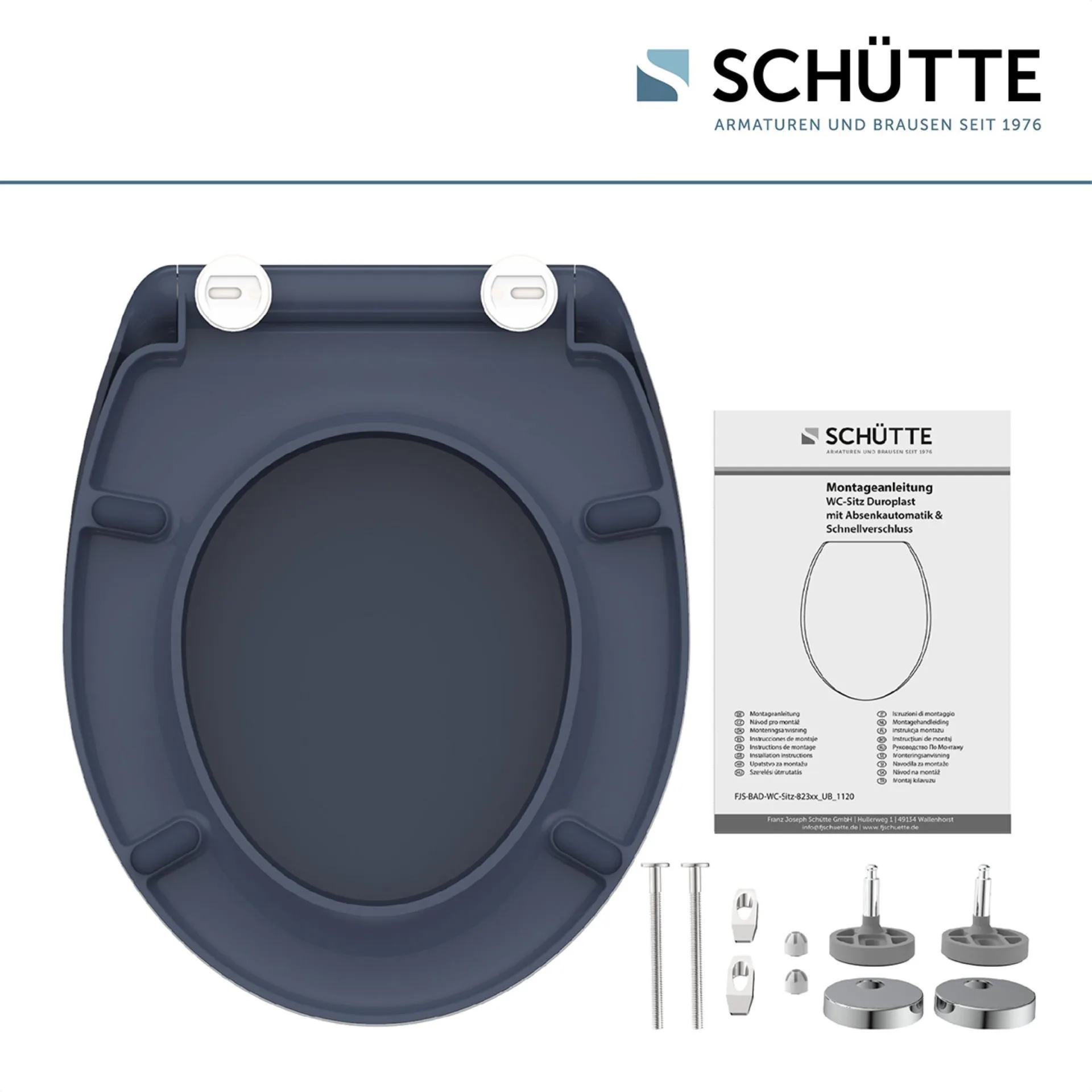 Schütte ANTHRAZIT WC-Sitz, mit Absenkautomatik und Schnellverschluss, Duroplast