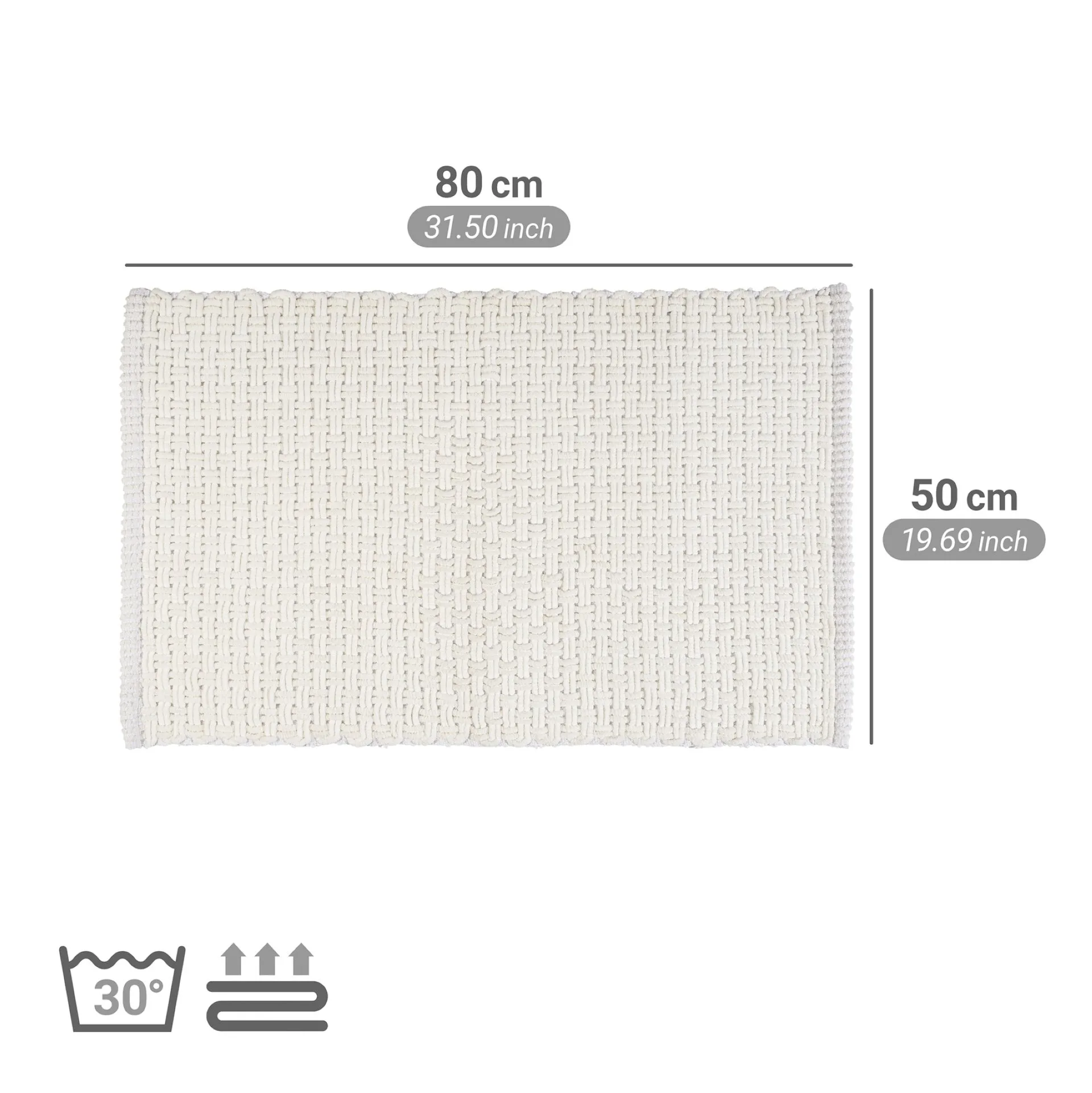 WENKO ECOLI Badteppich 50 x 80 cm, Weiß