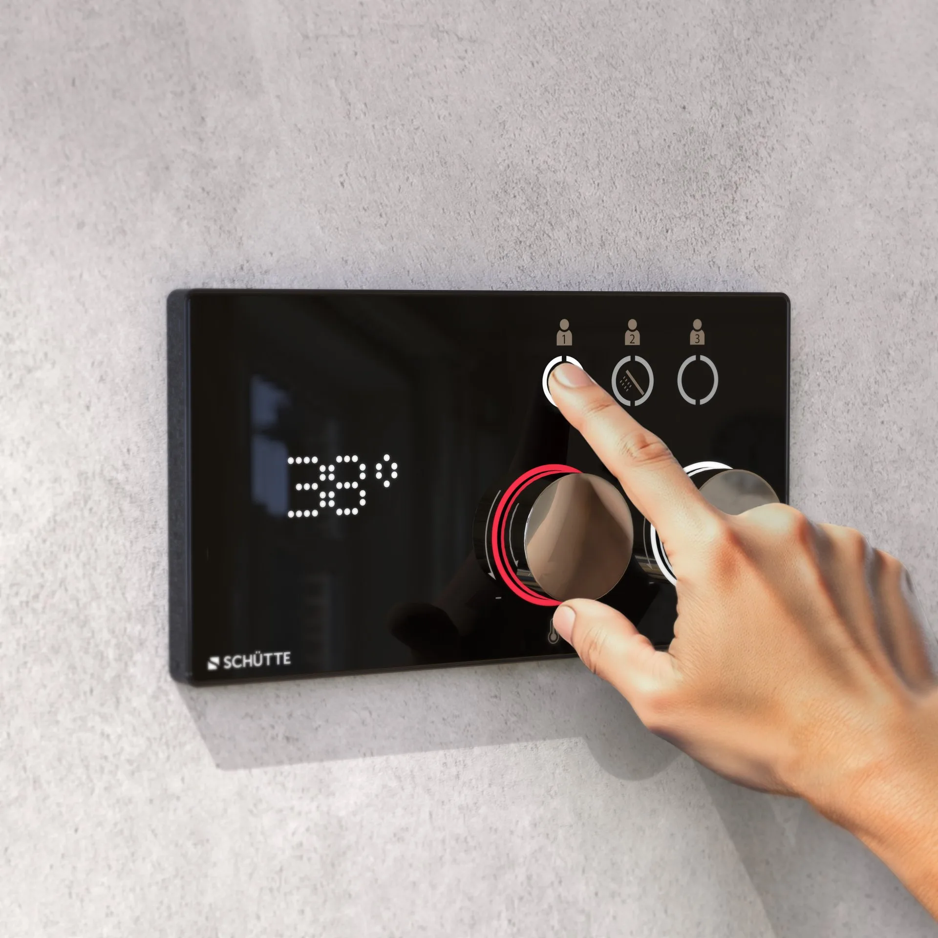 SCHÜTTE AQUADOT Digitales Duschsystem 21,5 cm breit, Schwarz matt/Chrom, Smart Control
