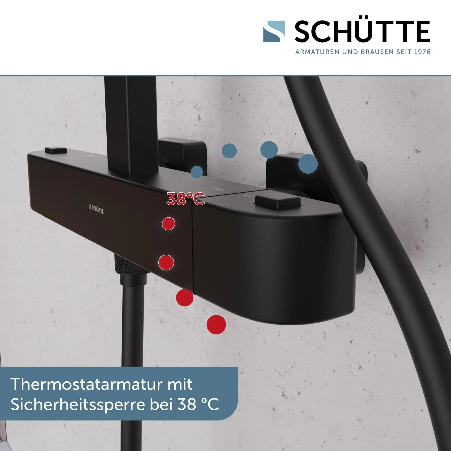 SCHÜTTE GRAN CANARIA Überkopf-Brauseset, Schwarz matt, mit Thermostatarmatur