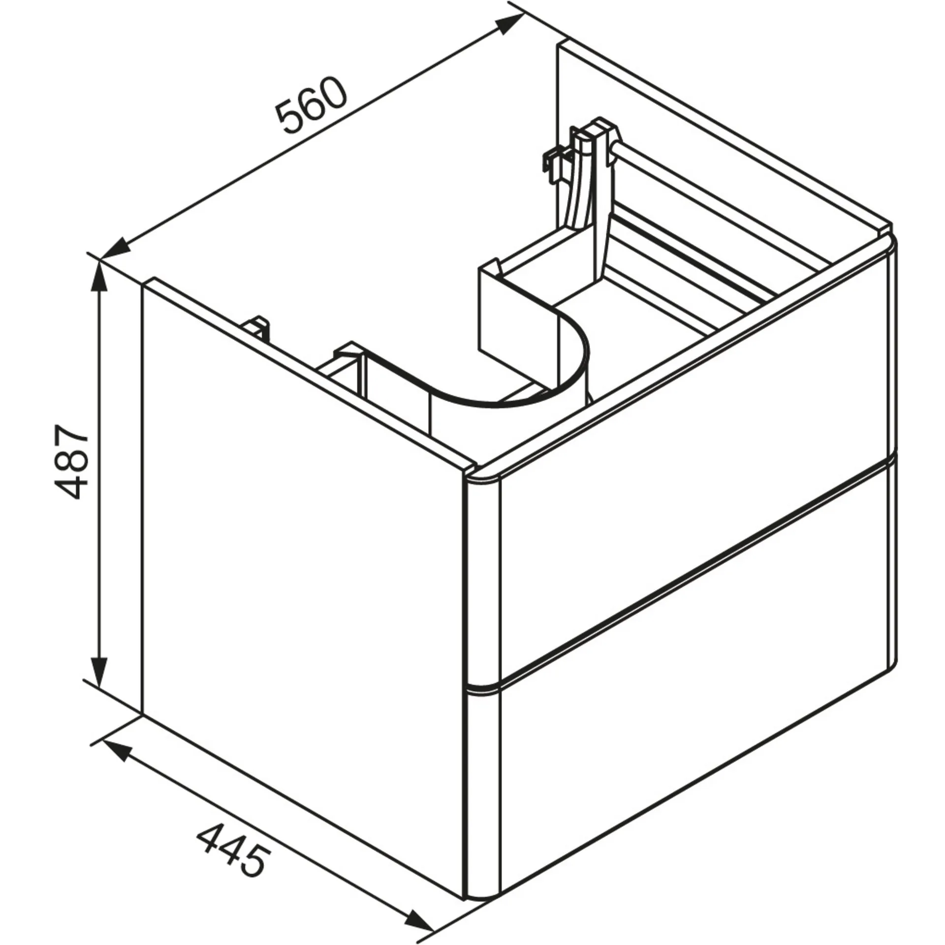 LANZET K8 Waschbecken mit Unterschrank, 60 cm breit, Anthrazit, Waschbecken Keramik Weiß