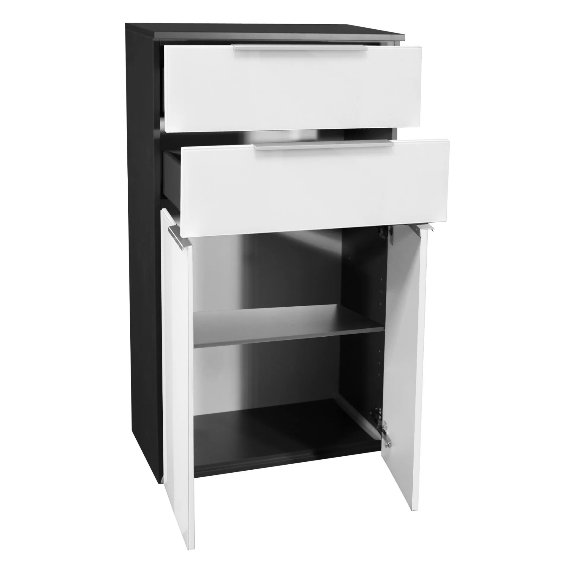 FACKELMANN KARA Doppel Midischrank 61 cm breit, Weiß/Anthrazit, mit 2 Schubladen