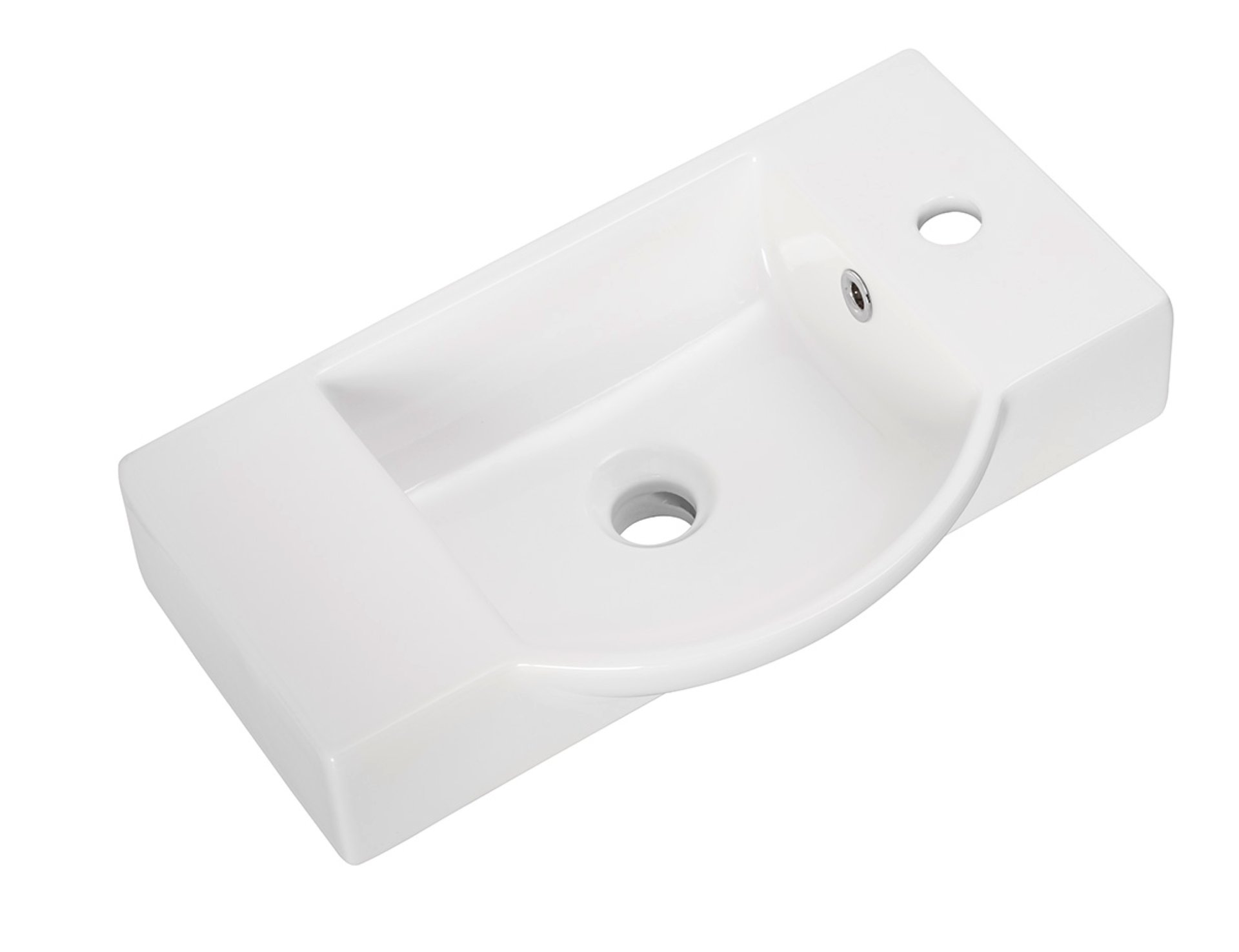 Fackelmann SBC LUXOR Gäste WC Set 2-teilig 55 cm, Braun hell/Weiß, 2 Türen, Keramik Hahnloch rechts