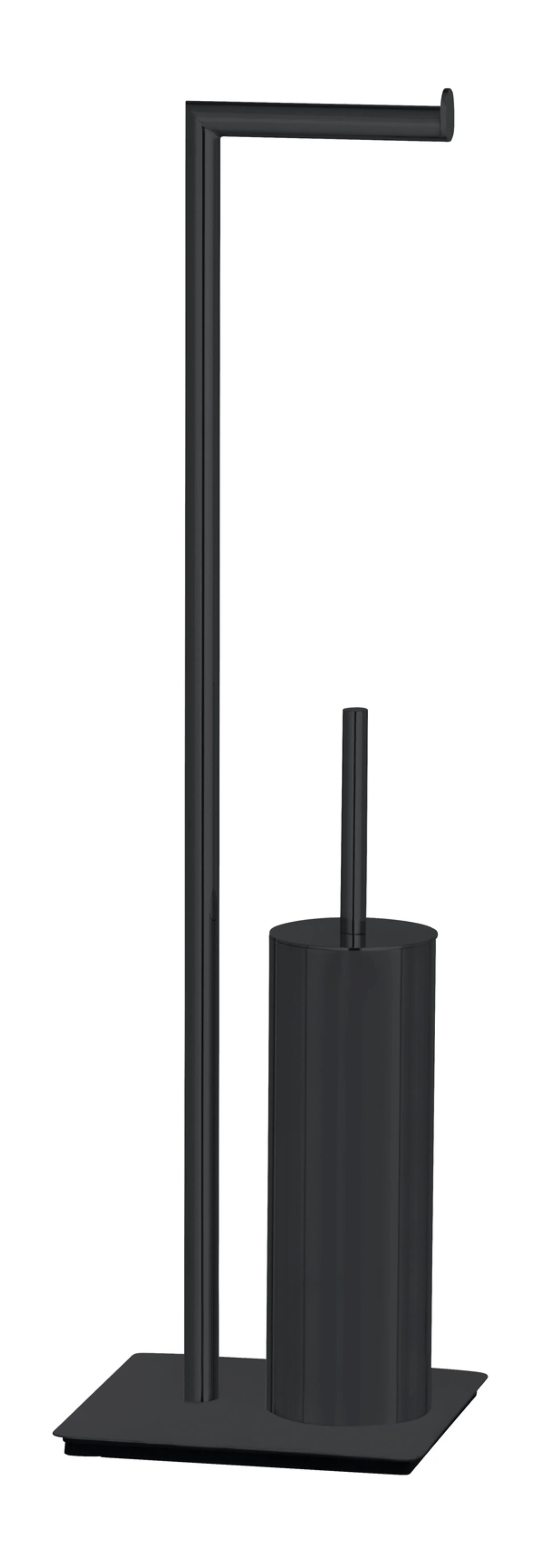 WENKO RECCO WC-Garnitur, Schwarz, Edelstahl, mit Toilettenpapierhalter, stehend