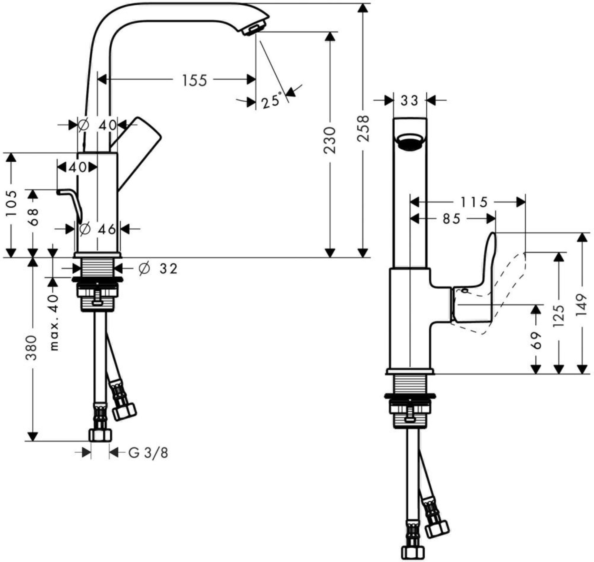 HANSGROHE METRIS 230 Waschtischarmatur, Chrom, mit Ablaufgarnitur, schwenkbar