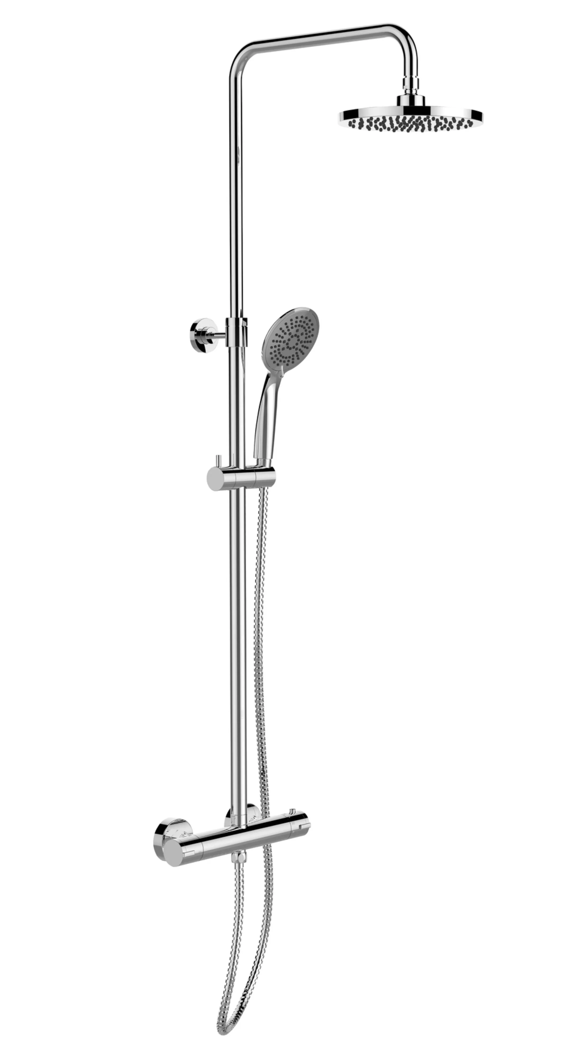 WENKO YOUNG ECO Duschsystem, Chrom, mit Wassersparsystem, 5 verschiedene Wasserstrahlarten, Duschthermostat
