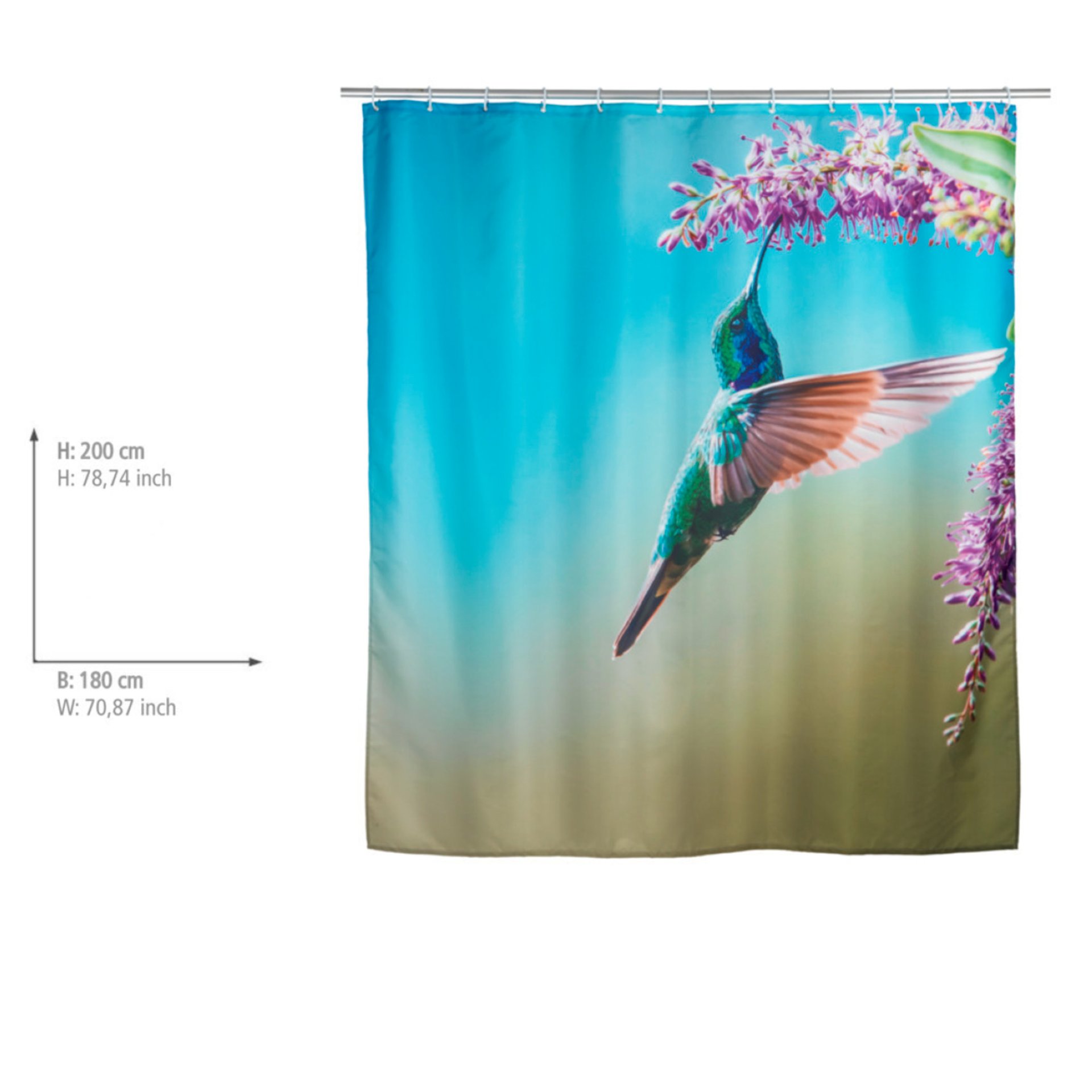 WENKO MANAGUA Duschvorhang 180 x 200 cm, Blau/Grün