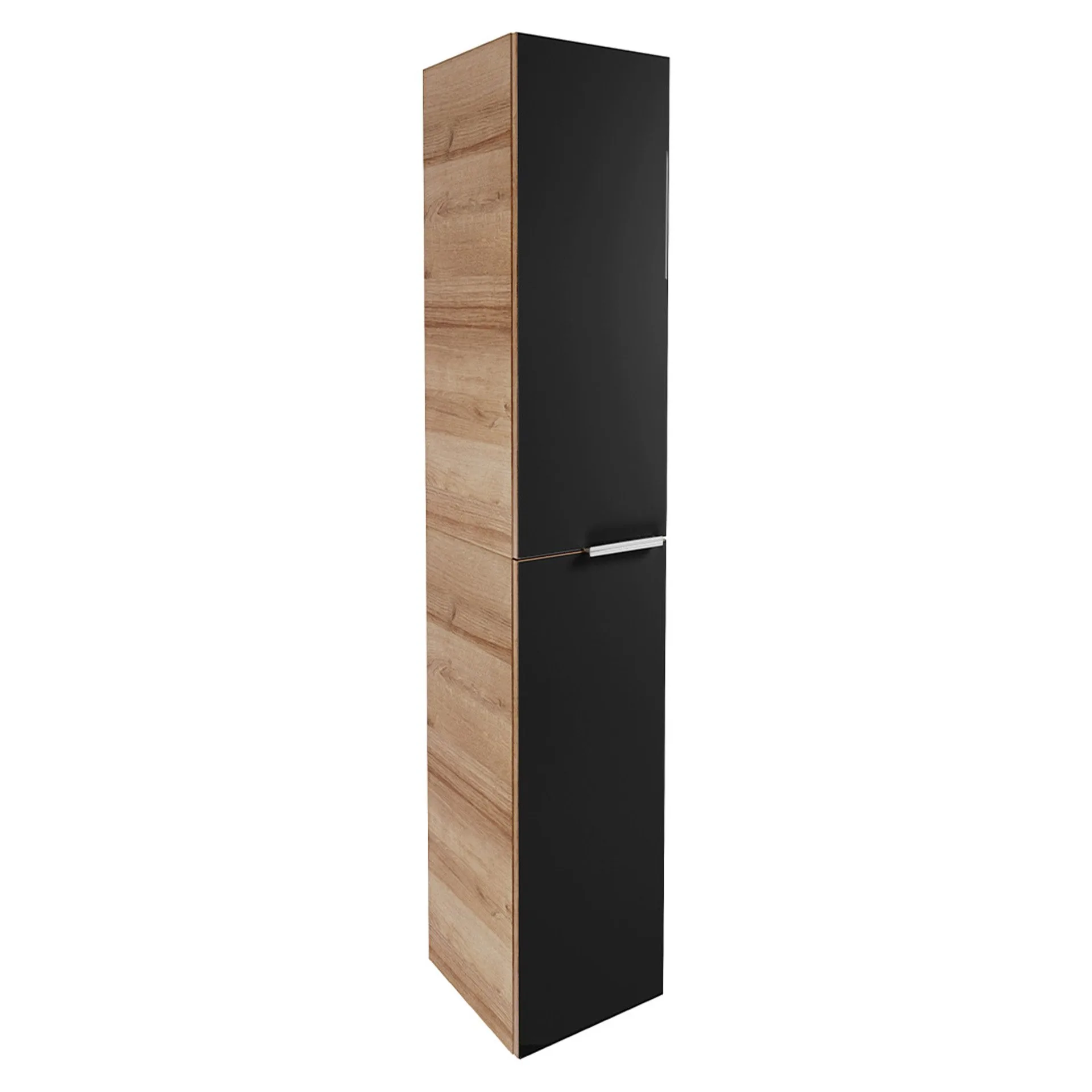 Fackelmann B.BRILLANT Hochschrank, 30 cm breit, Anthrazit Glas/Braun hell